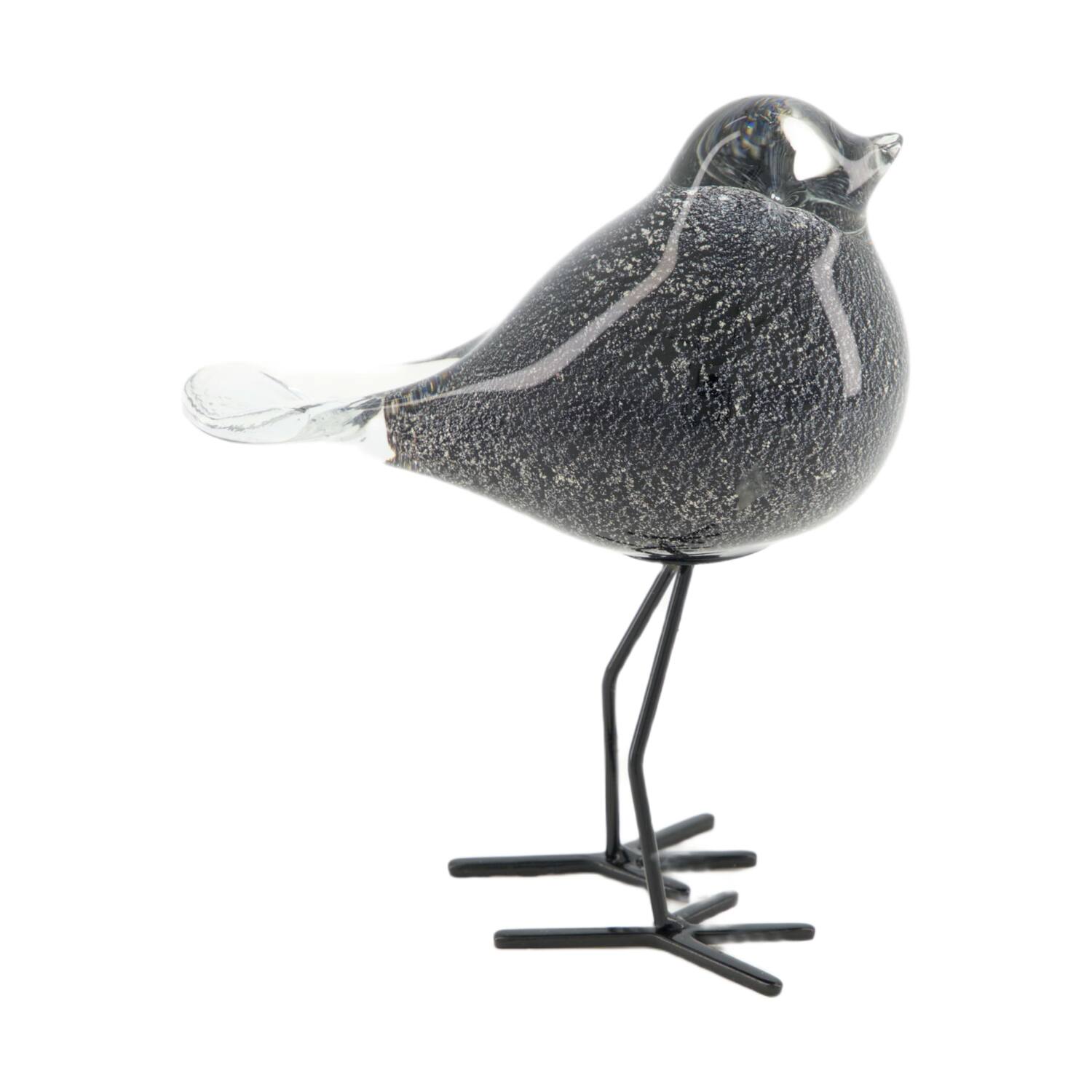Bird glass on feet 13.5x8.5x15.5cm - Black
