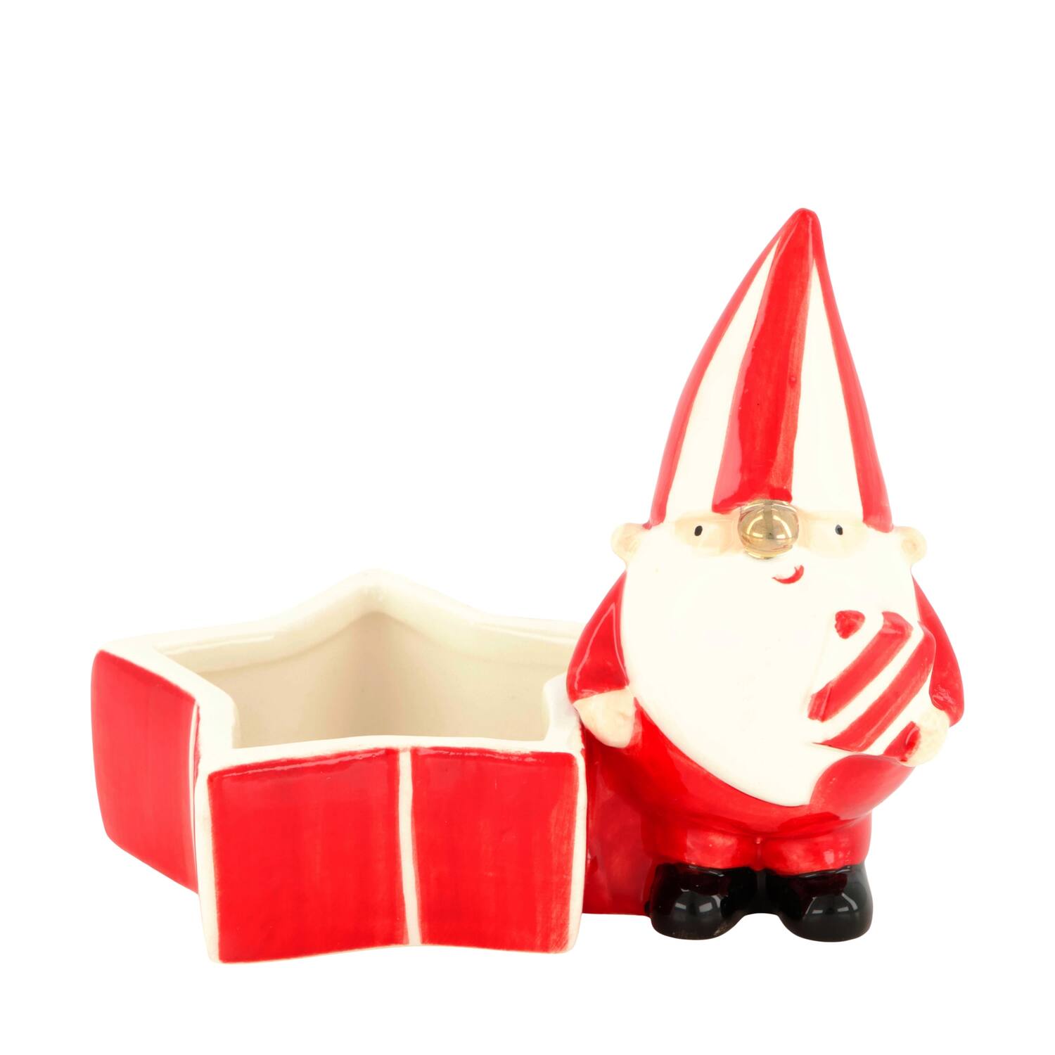 Tealight holder santa porcelain 12x8.3x9.5cm - Red