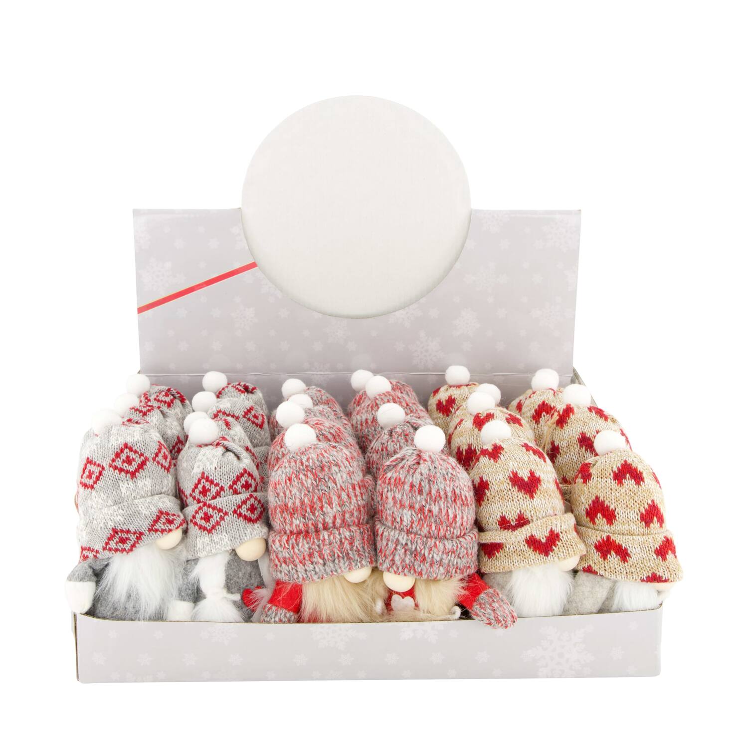 Figurine gnome round hat fabric 8x7x13cm  - Multi