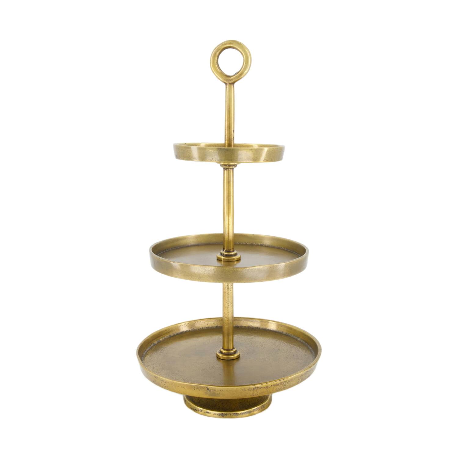 Etagiere round aluminium 3 layers 25x25x47cm - Gold