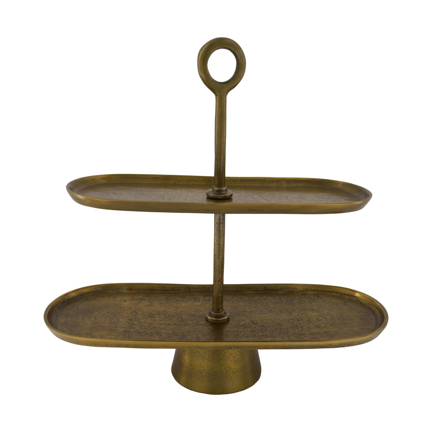 Etagiere round aluminium 2 layers 43x16.5x39cm - Gold