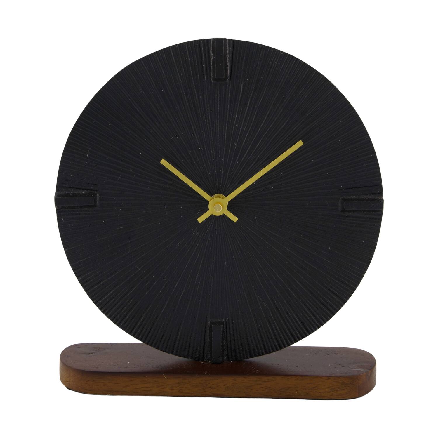 Clock mango wood base aluminium 20x5x21cm