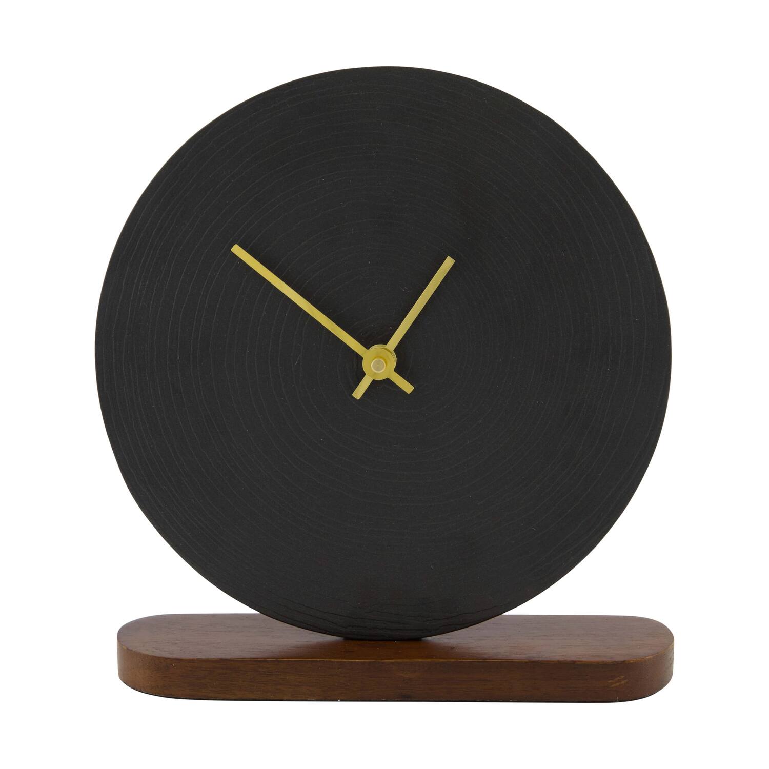 Clock mango wood base aluminium 20x5x21cm