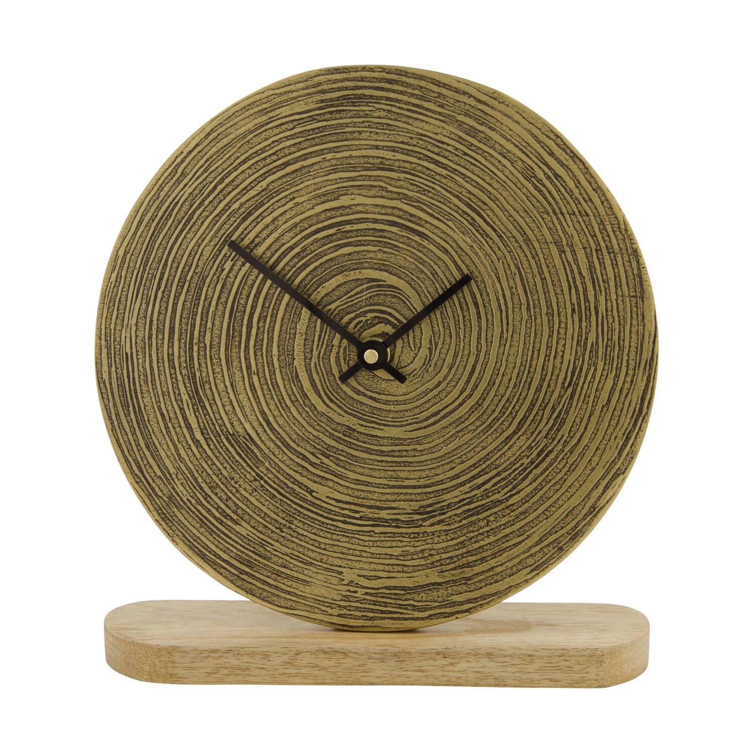 Clock mango wood base aluminium 20x5x21cm
