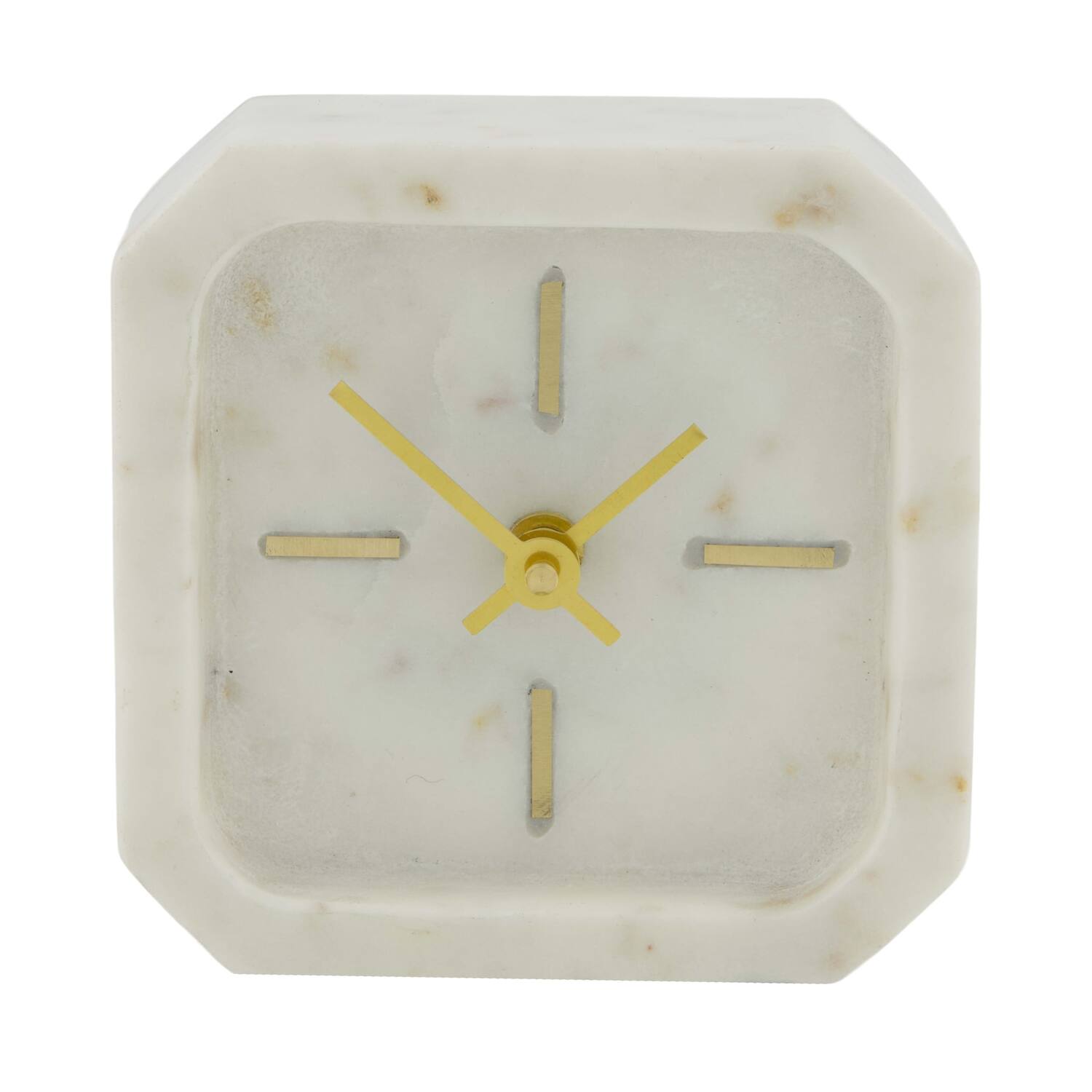 Clock marble 13x5x13cm - White