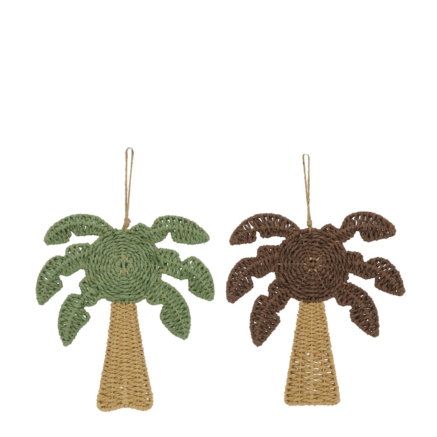 Palm tree paper rope with hanger 26x3x29cm  - Brown