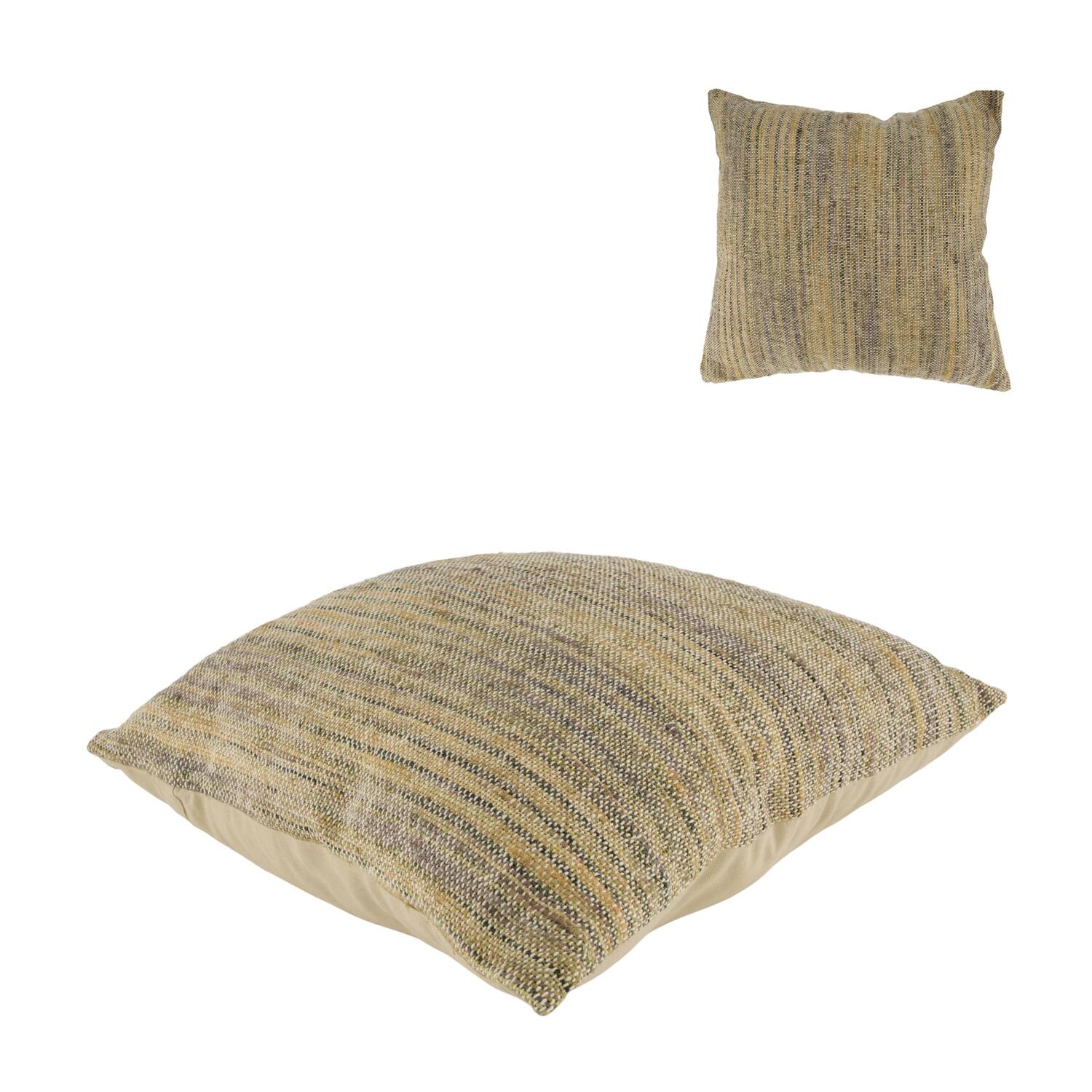 Cushion striped recycled cotton 45x45x9cm - Brown