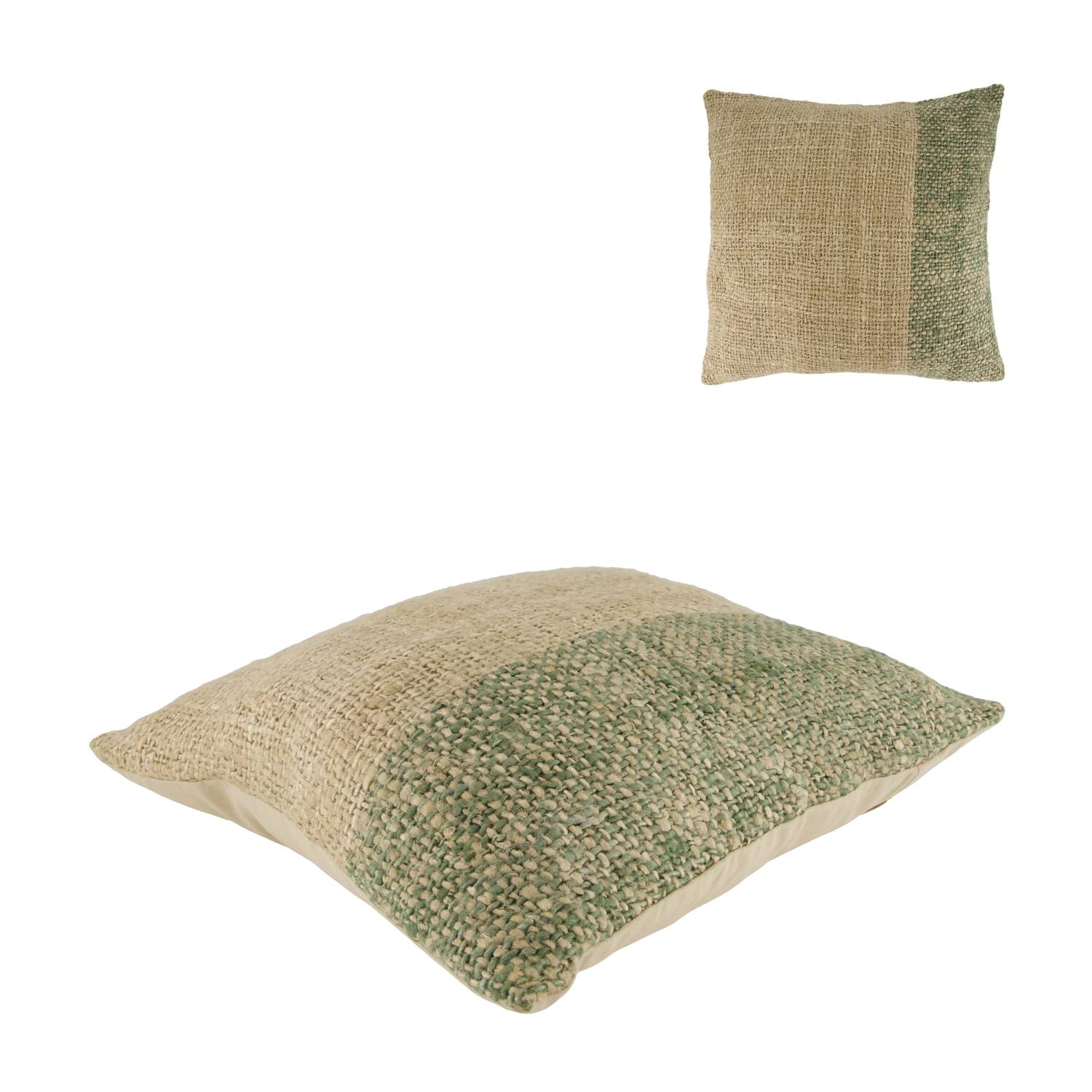 Cushion striped recycled cotton 45x45x9cm - Green