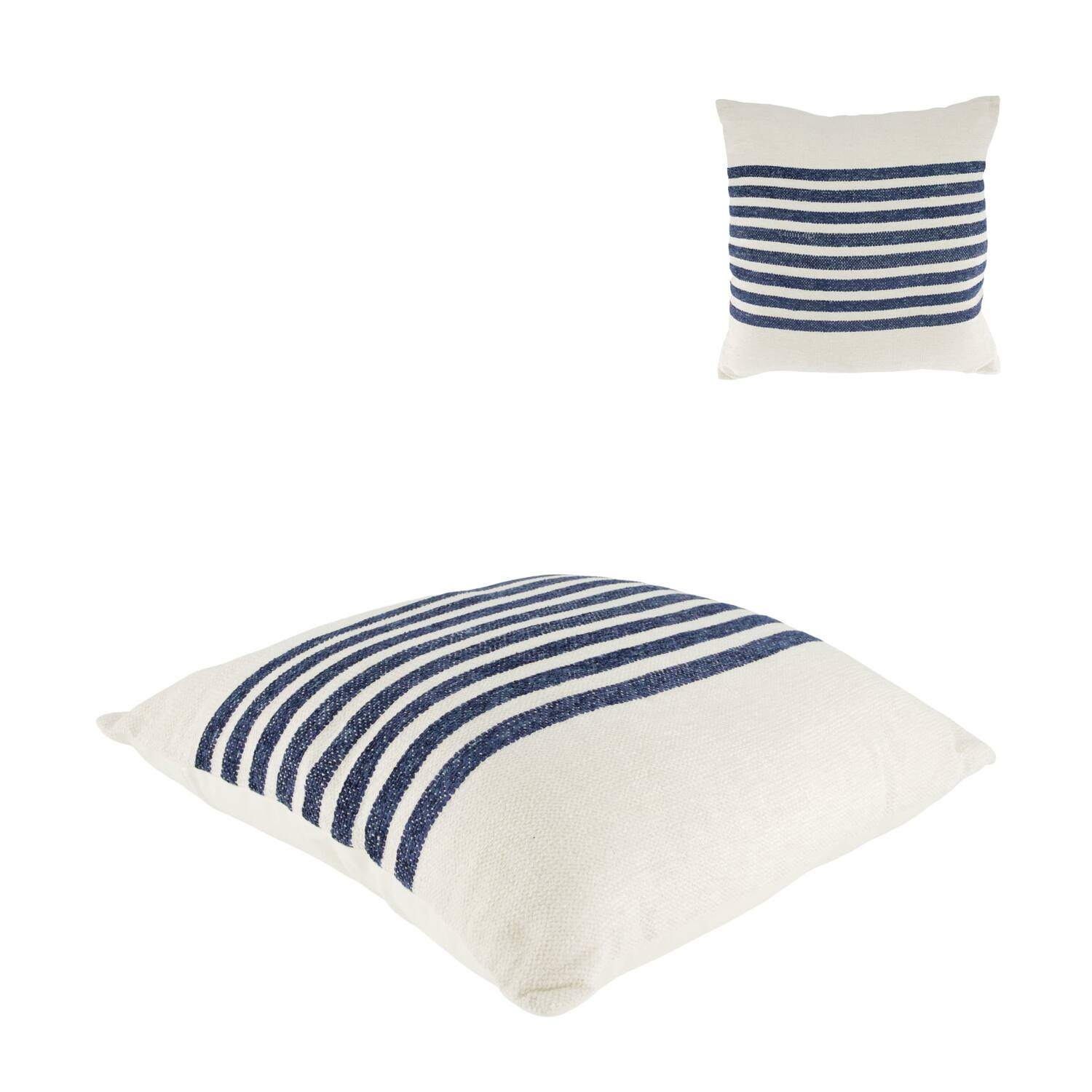 Cushion striped recycled cotton 45x45x9cm - Blue