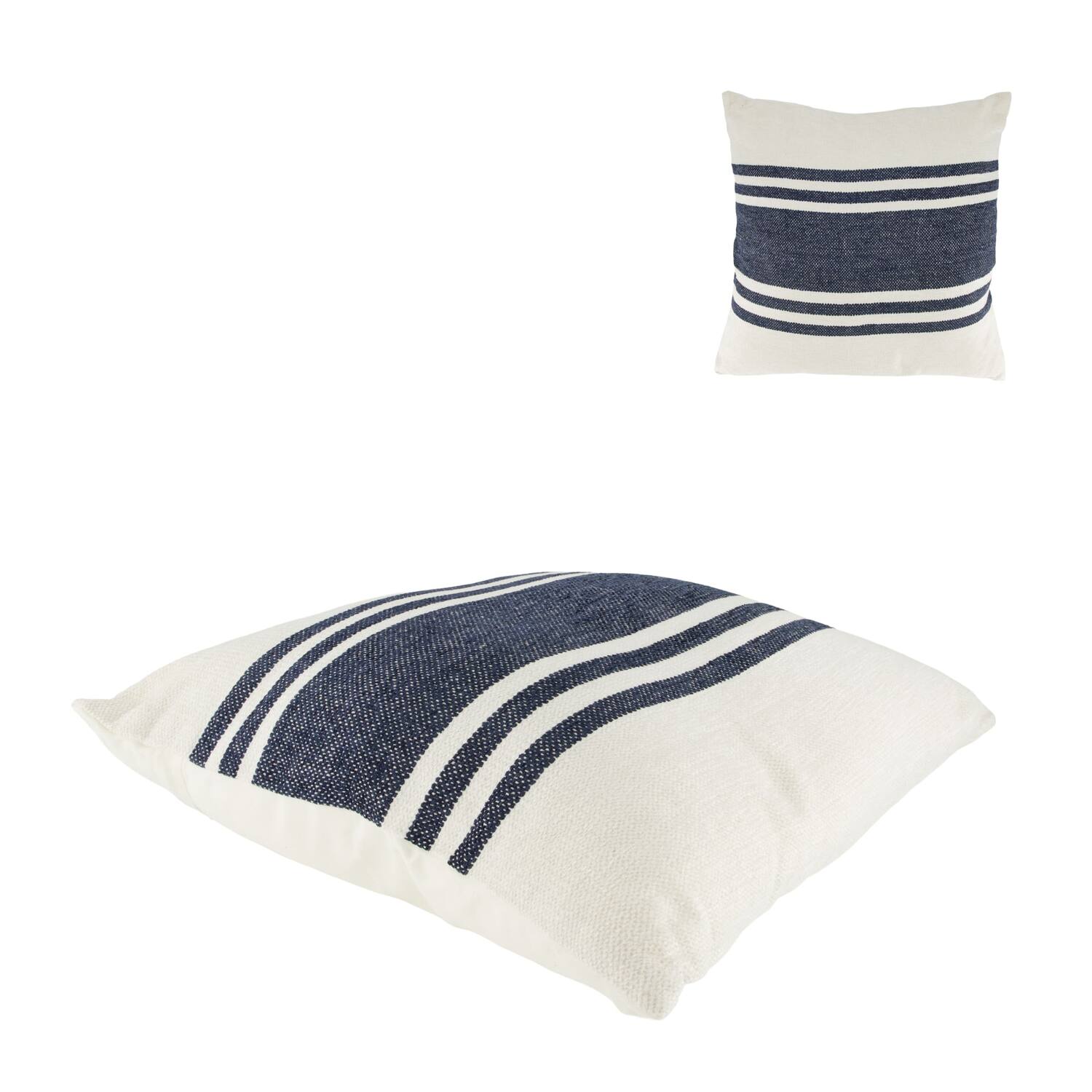 Cushion striped recycled cotton 45x45x9cm - Blue