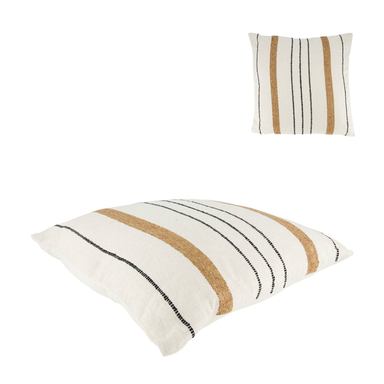 Cushion striped recycled cotton 45x45x9cm - Cream