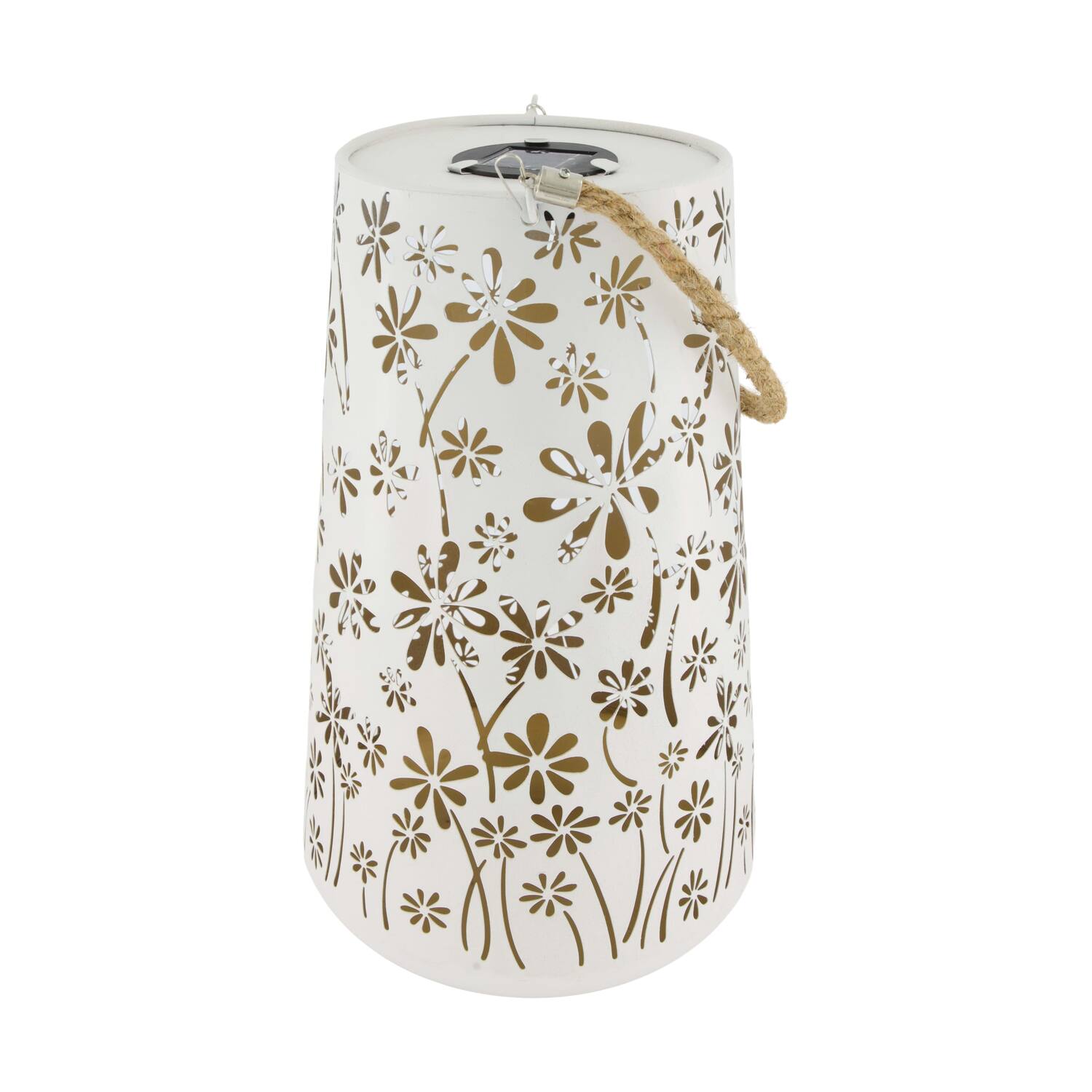 Lantern solar metal 22x22x35cm - White