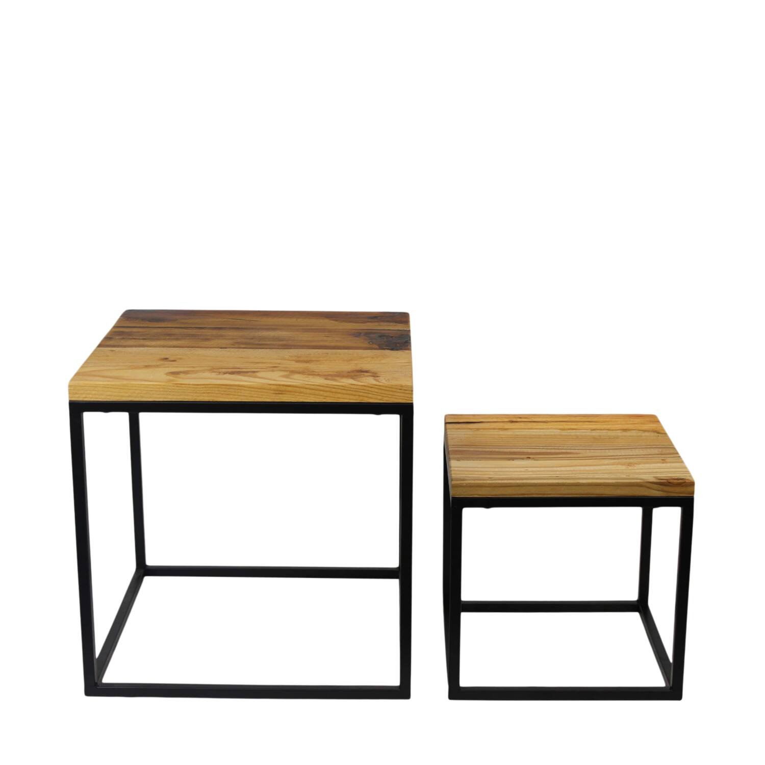 Tables - Carree - Metal - 37x37x37cm - Lot de 2 - Naturel