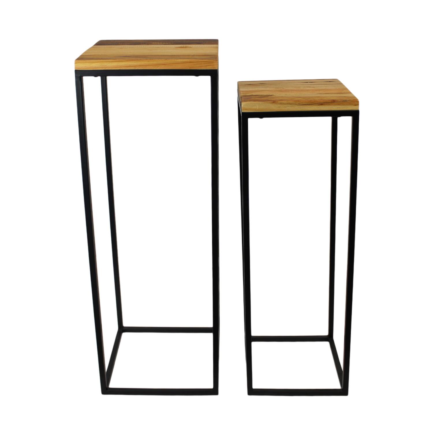 Table square metal 27x27x77cm  - Natural