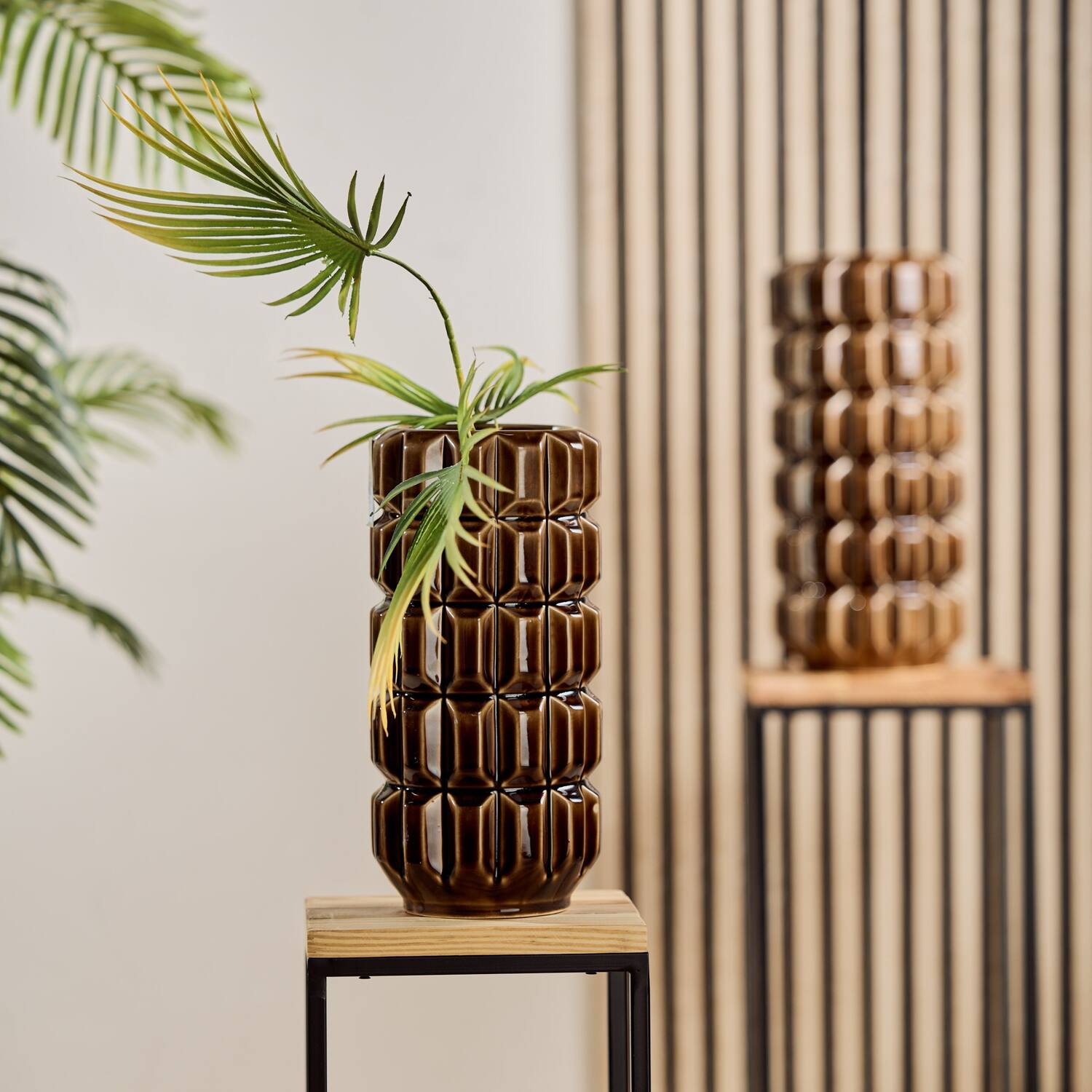 Table square metal 27x27x77cm  - Natural