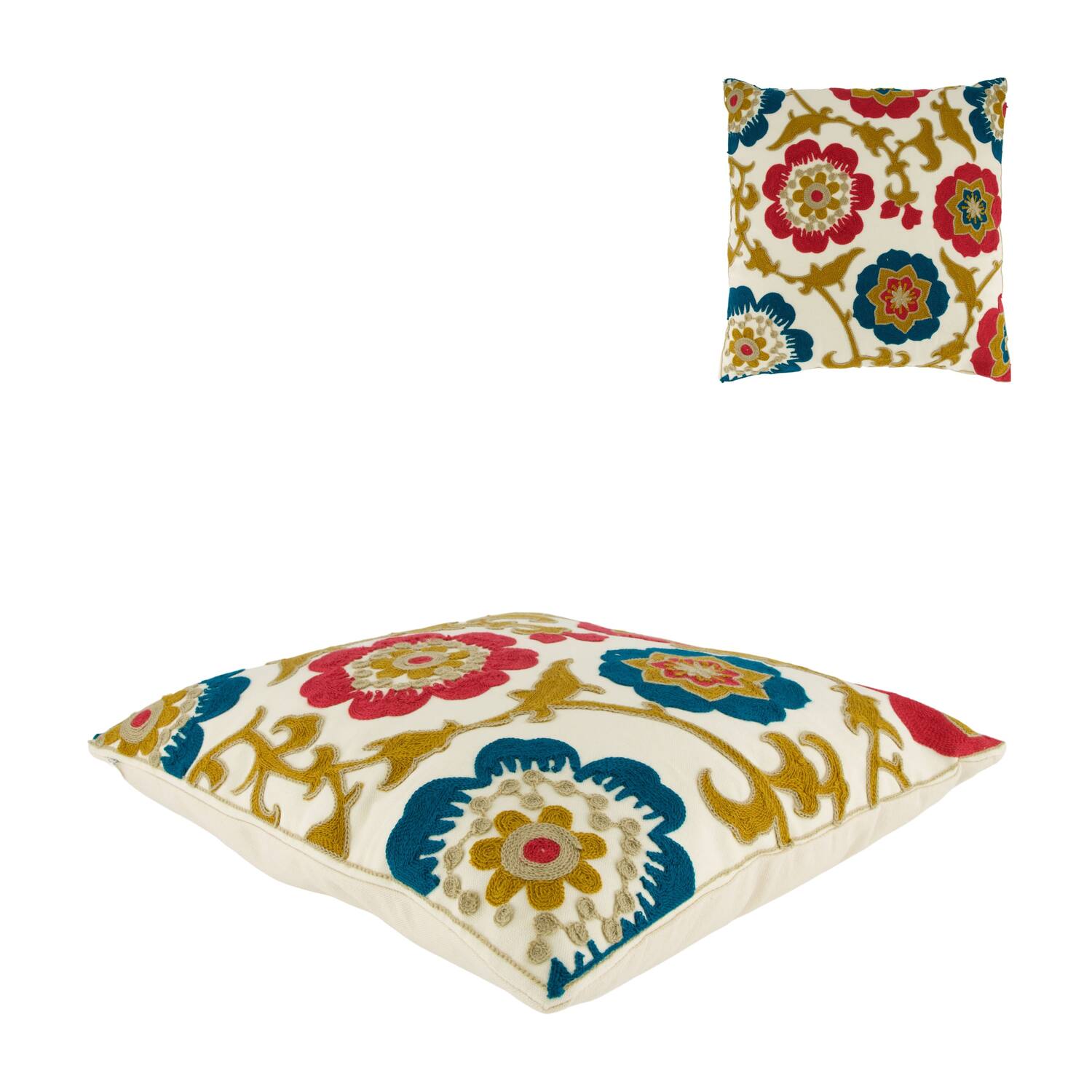 Cushion embroidery canvas 45x45x8cm - Multi
