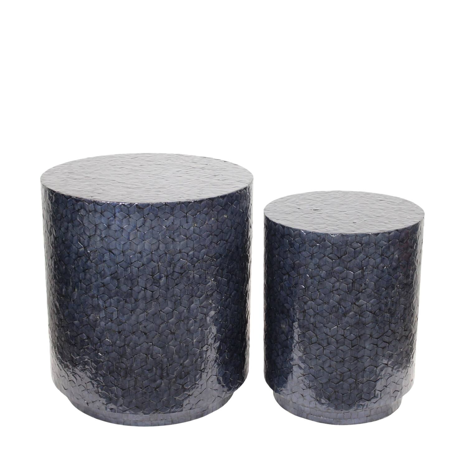 Side table round capiz / mdf 47x47x52cm S/2