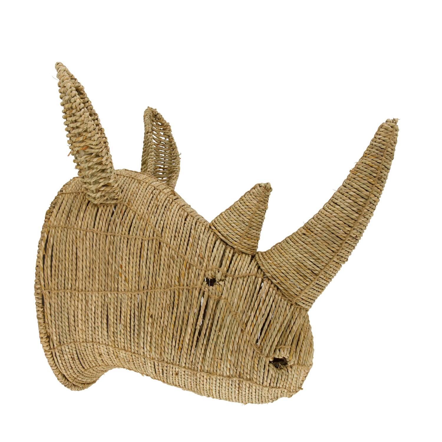Wall art rhino seagrass 35x47x51cm - Natural