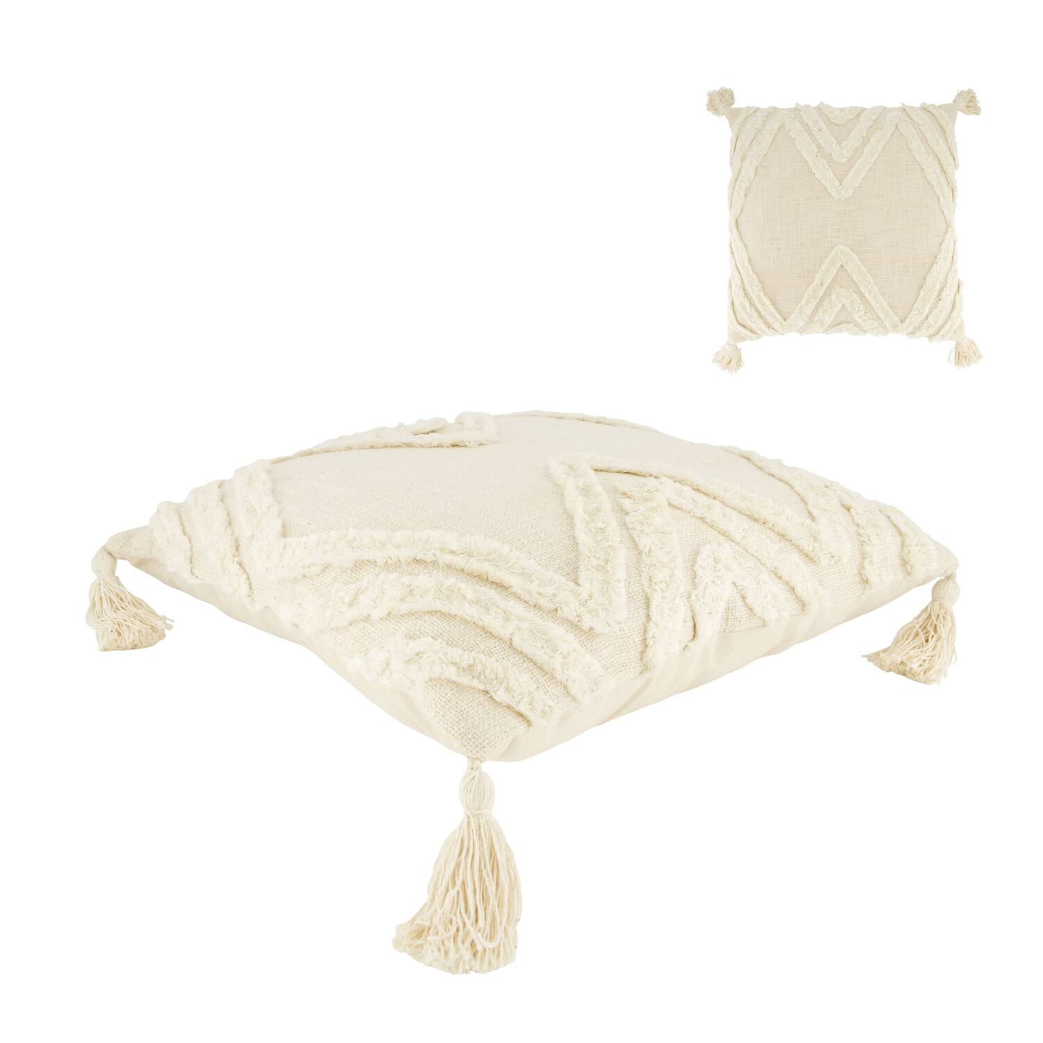 Cushion tufted pattern cotton 45x45x9cm