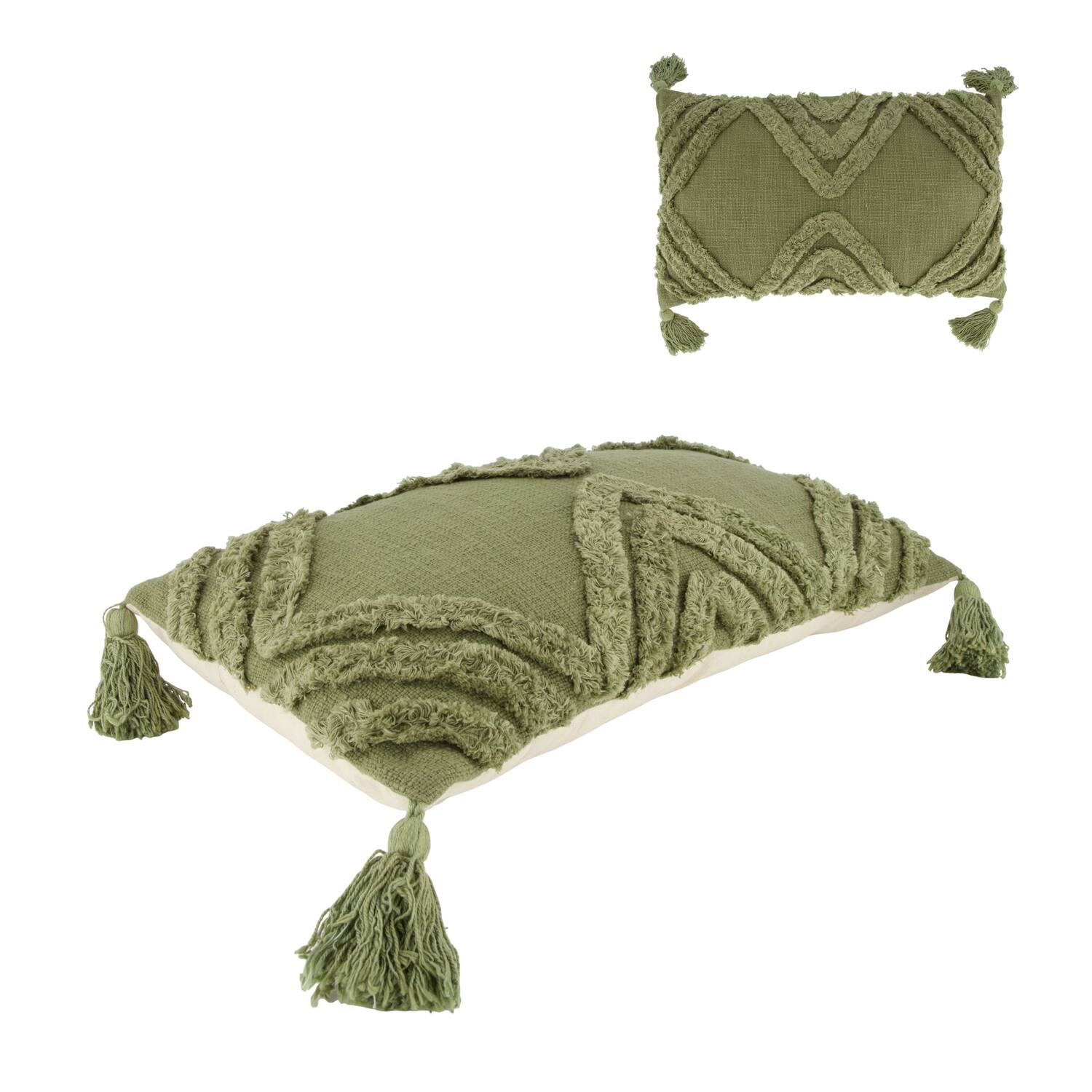 Cushion tufted pattern cotton 30x50x9cm
