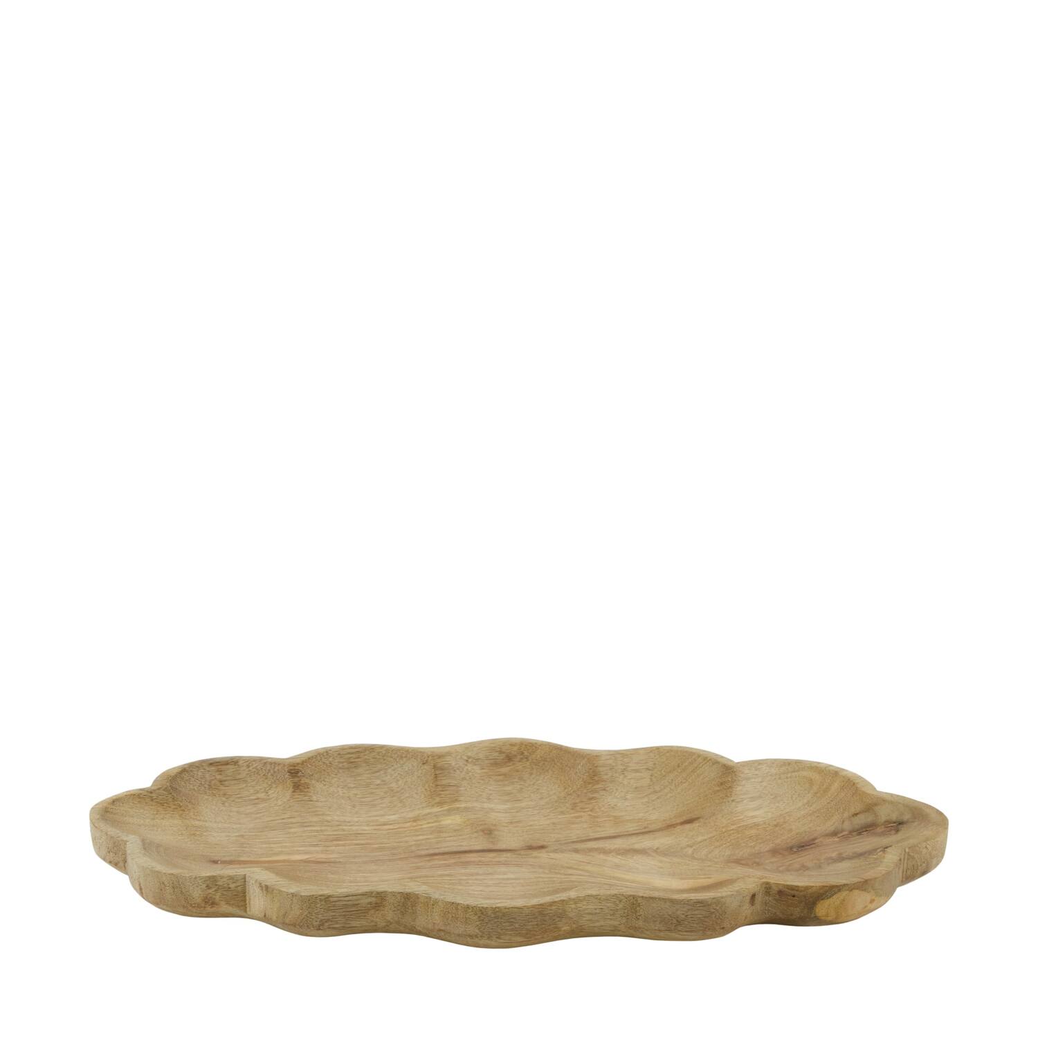 Plate scalloped mango wood 38x18x2.5cm - Natural