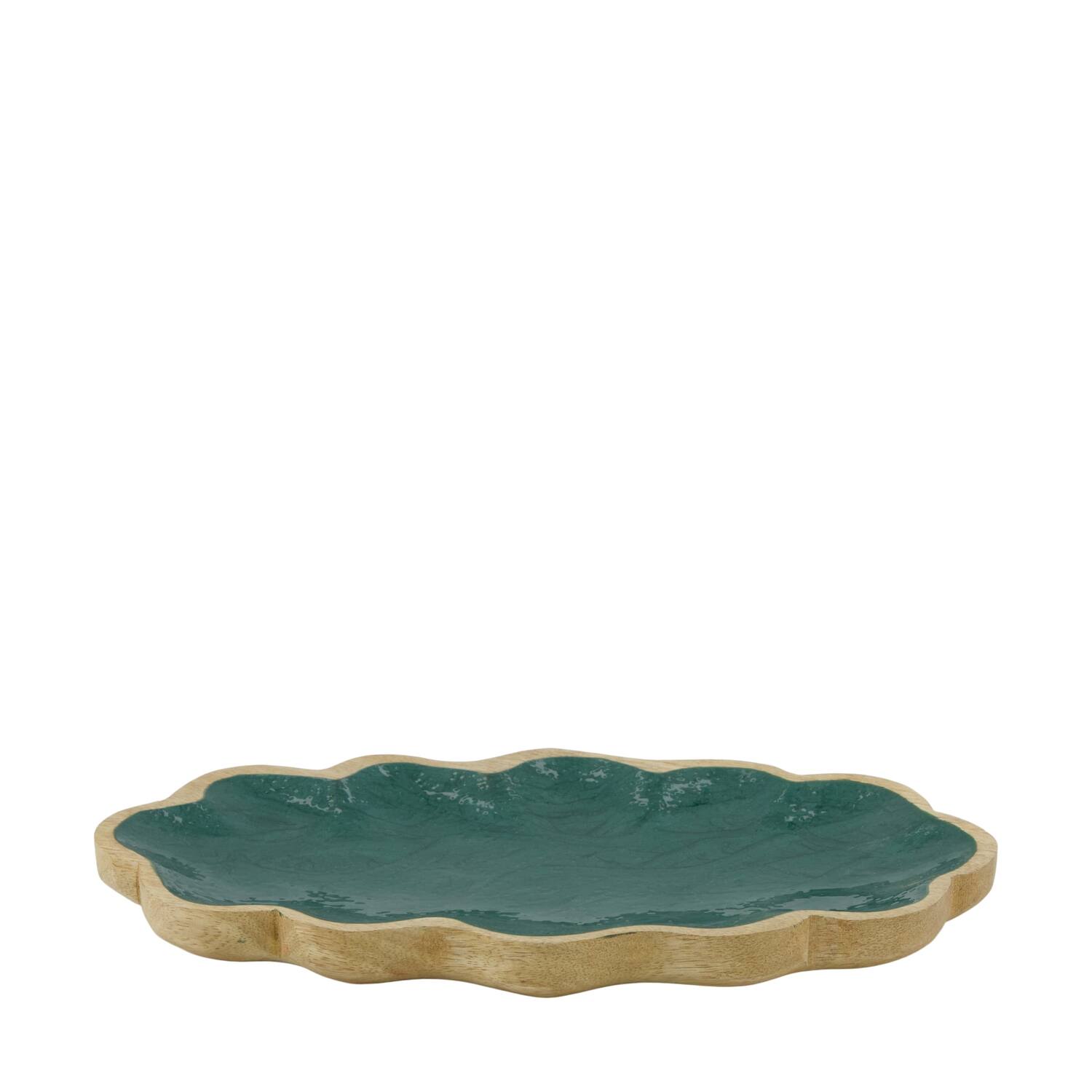 Plate scalloped mango wood 27.5x15x2.5cm - Natural