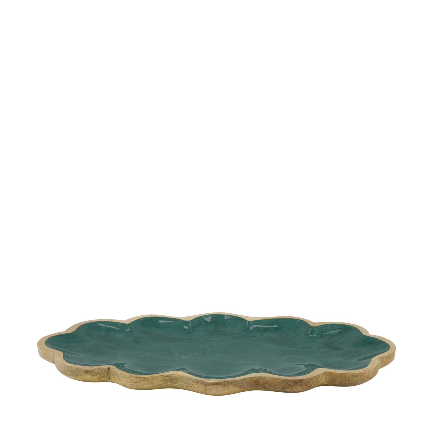 Plate scalloped mango wood 38x18x2.5cm