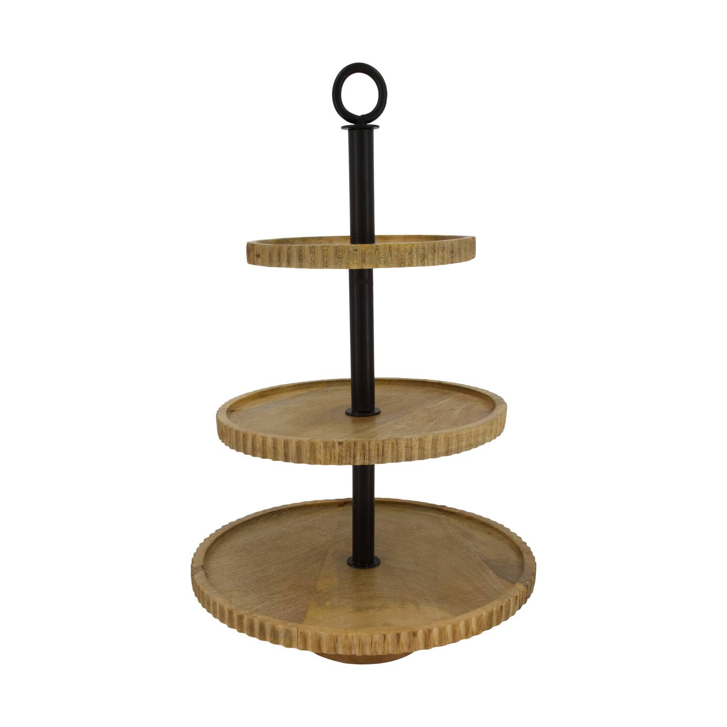Etagiere round mango wood 3 layers 38x38x60cm KD - Natural