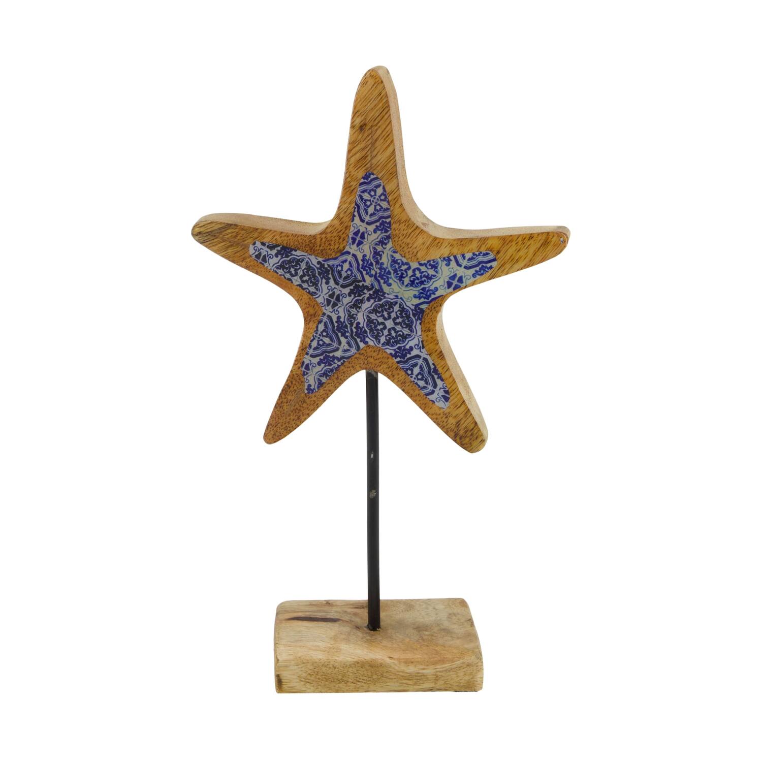 Statue starfish mango wood 14x5x24cm