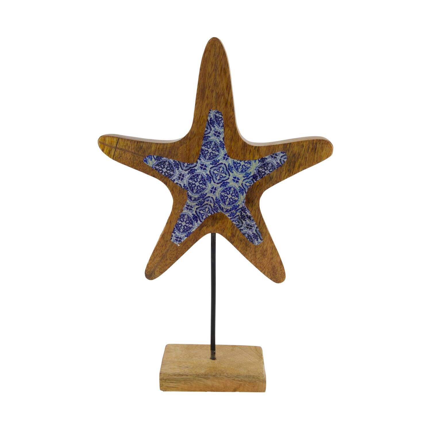 Statue starfish mango wood 22x6x33cm
