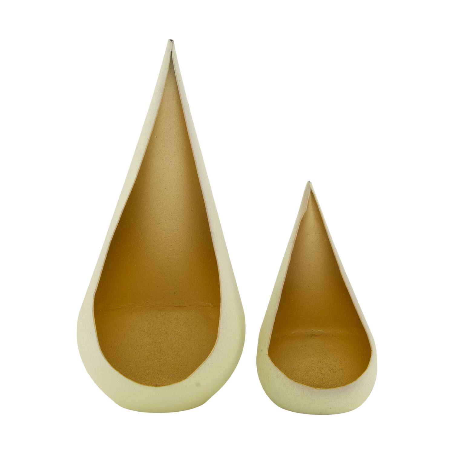 Tealight holder metal 10x9x22cm  - Cream