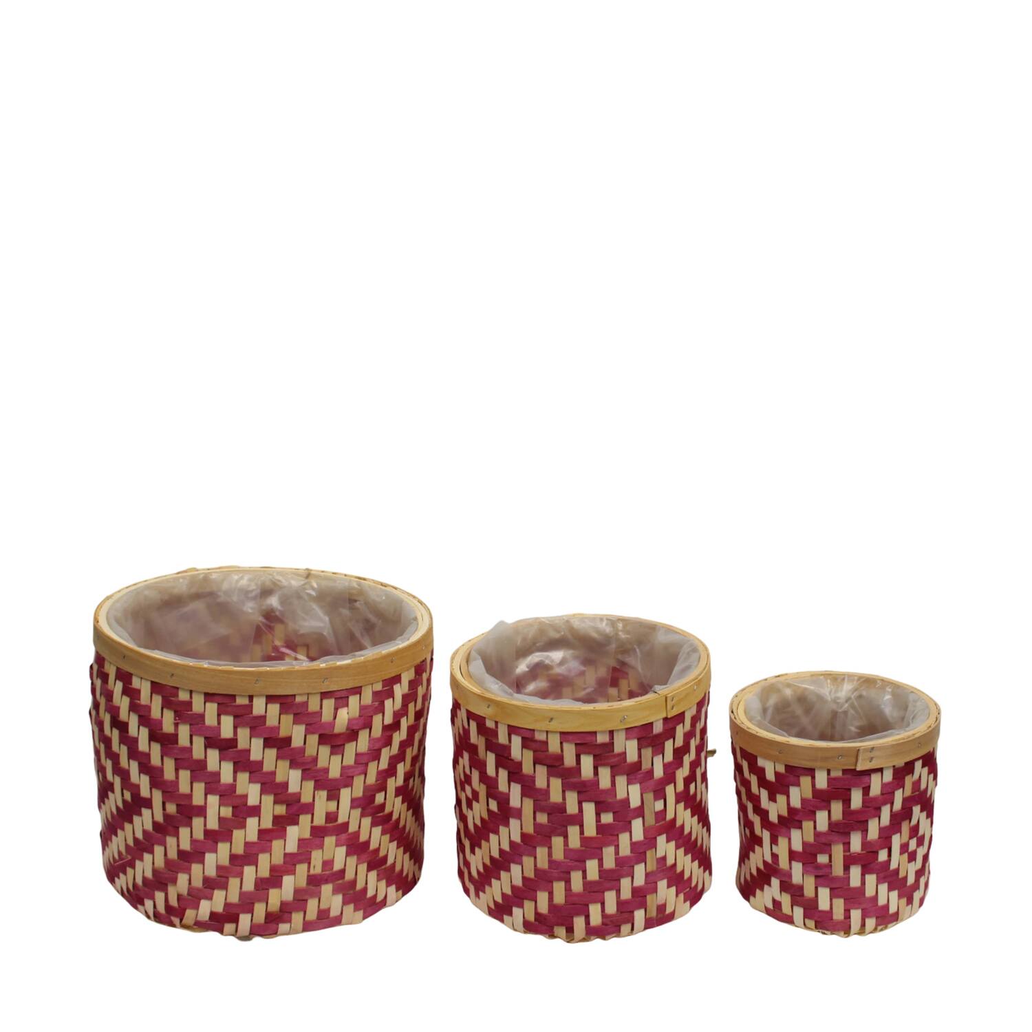 Planter chip wood with plastic 30x30x25cm S/3
