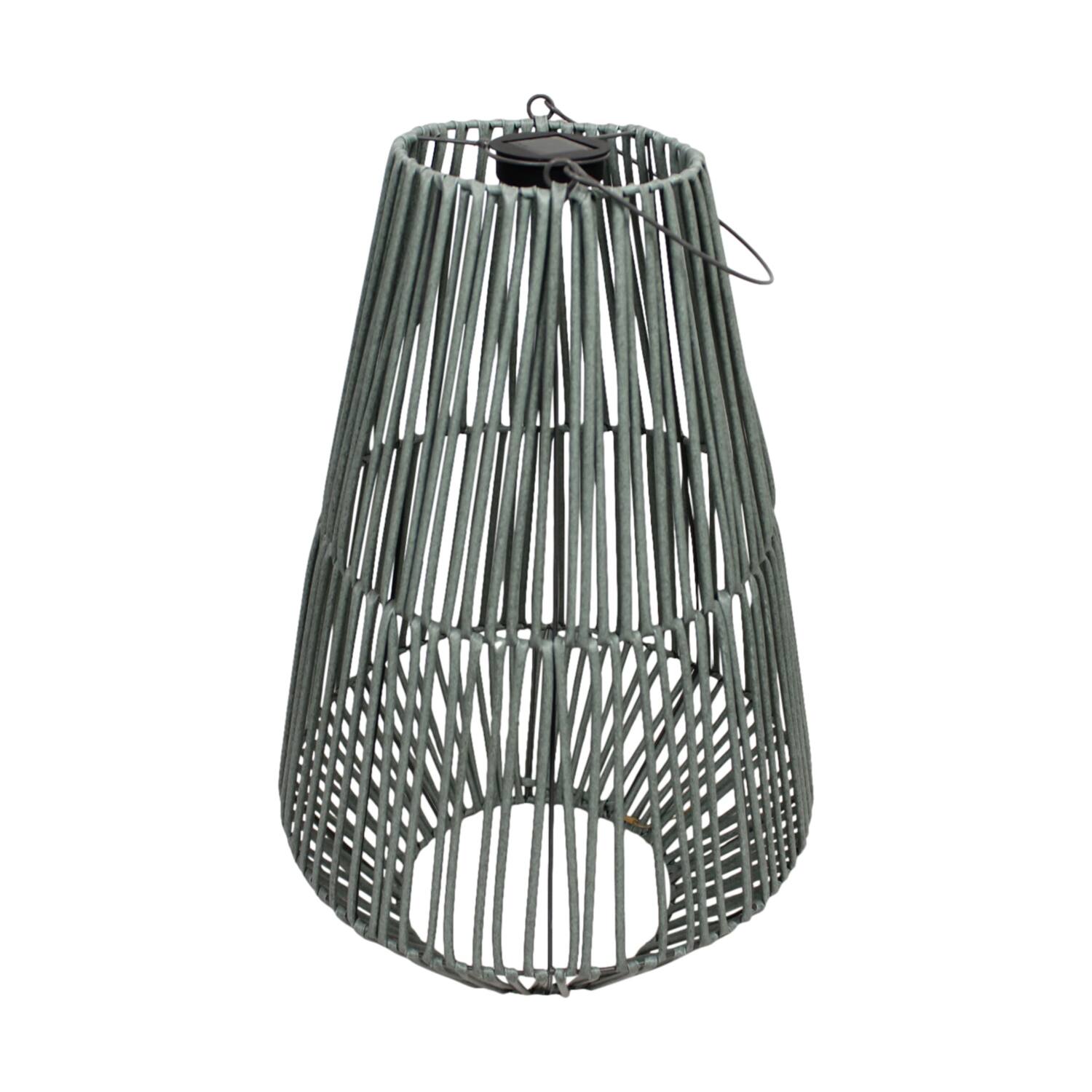 Lantern solar wicker pp 38x38x58cm - Grey