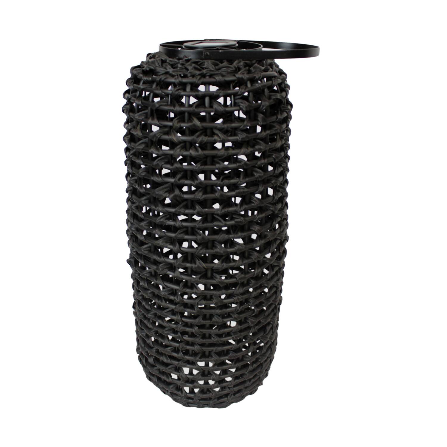 Lantern solar wicker pp 22x22x56cm
