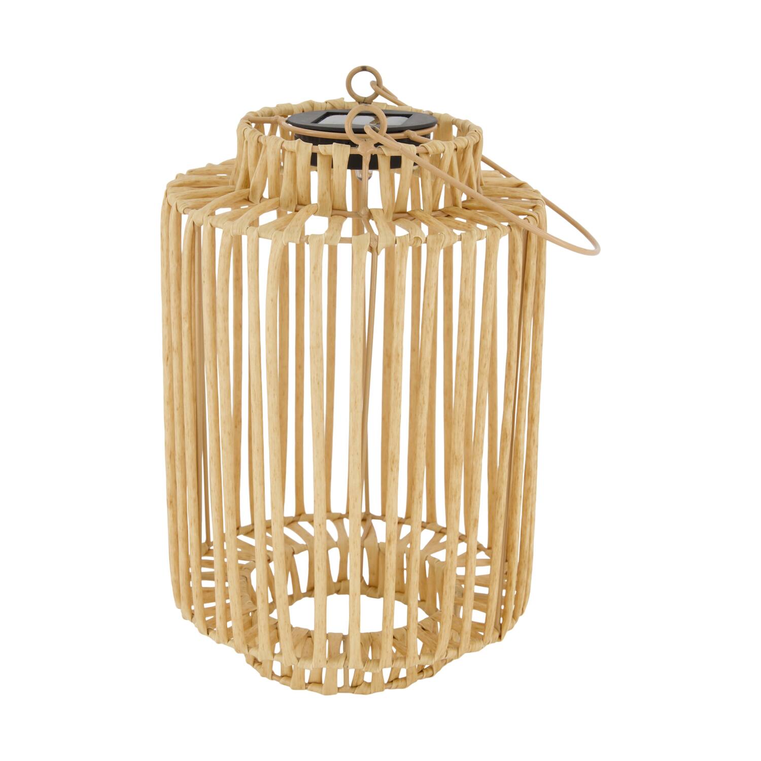 Lantern solar wicker pp 17.5x17.5x26cm - Natural