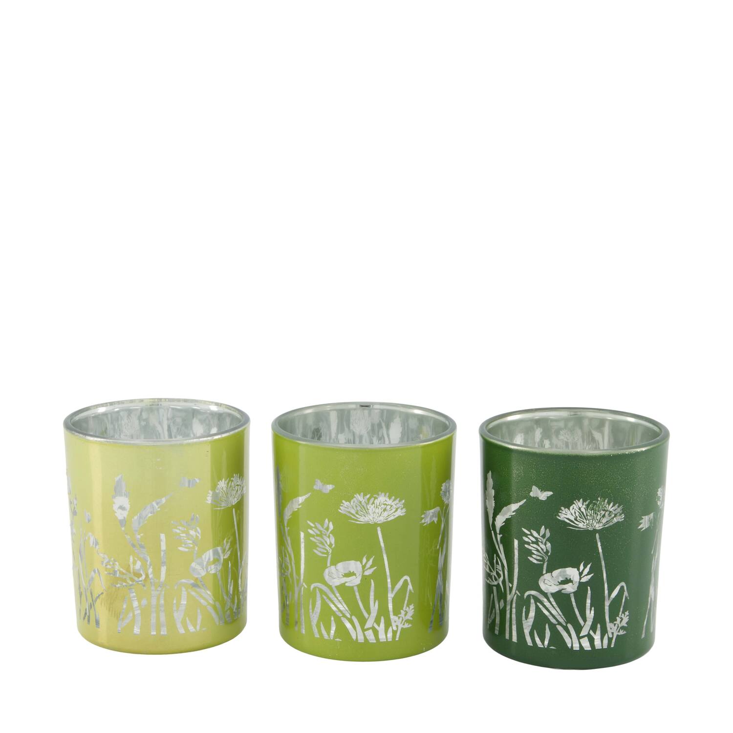 Tealight holder glass 7x7x8.5cm  - Green