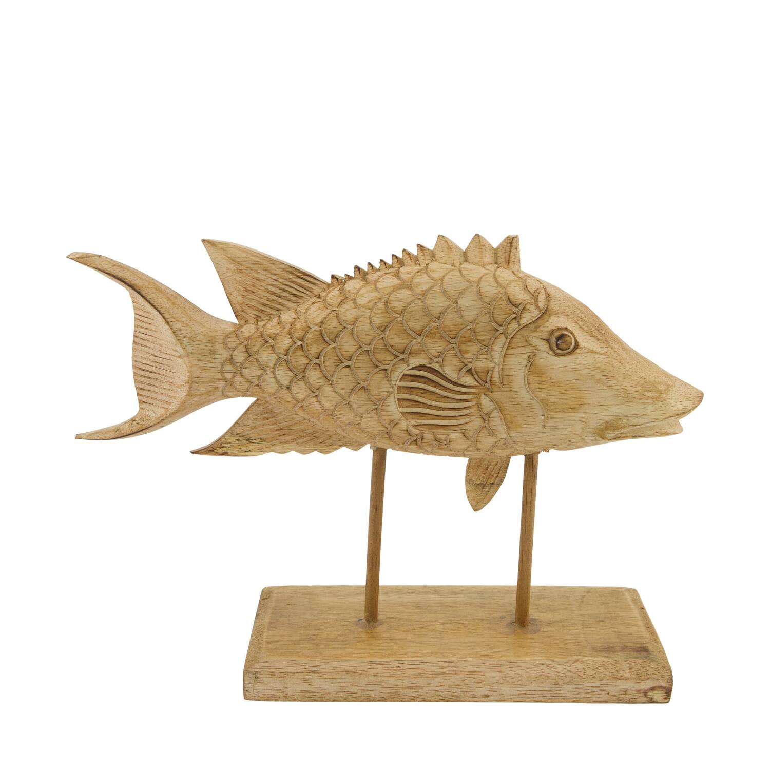 Statue fish albizia wood 38x11x28cm - Natural