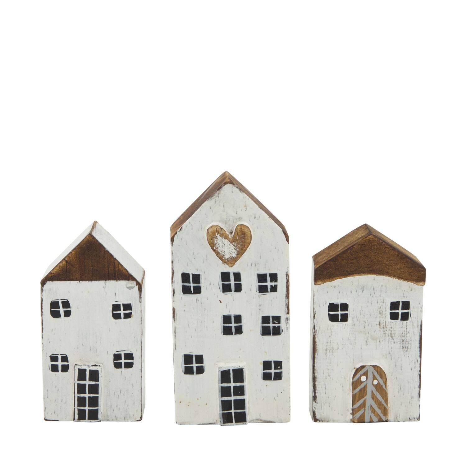 House albizia wood 16x3x12cm 3pc - White