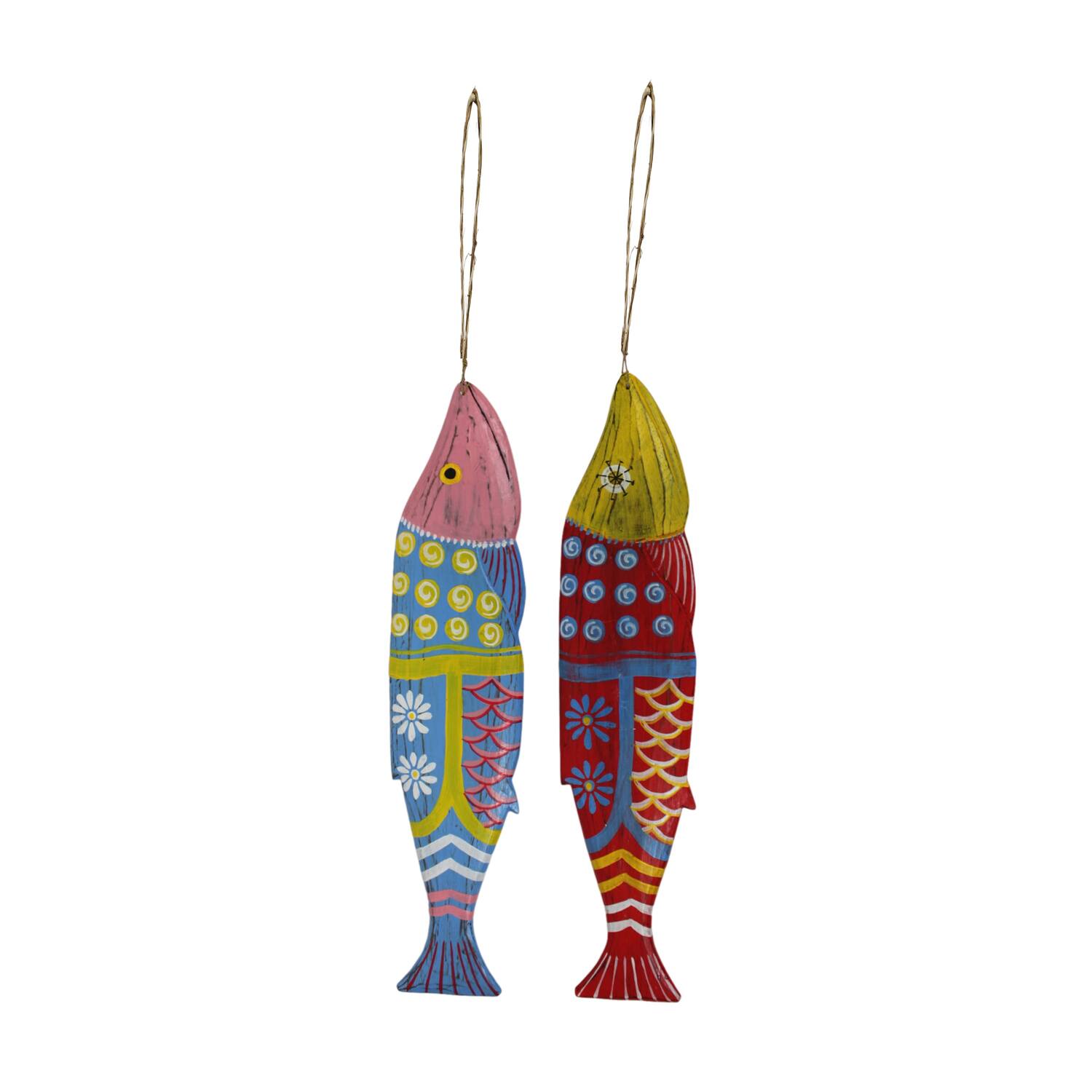 Hanger fish albizia wood 12x2x58cm - Multi