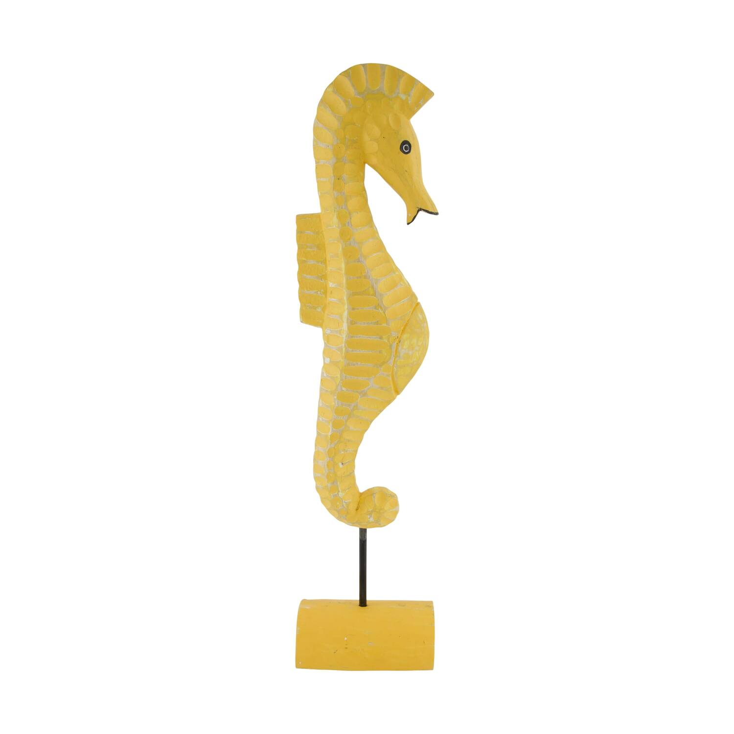Statue seahorse albizia wood 14x9x58cm - Orange