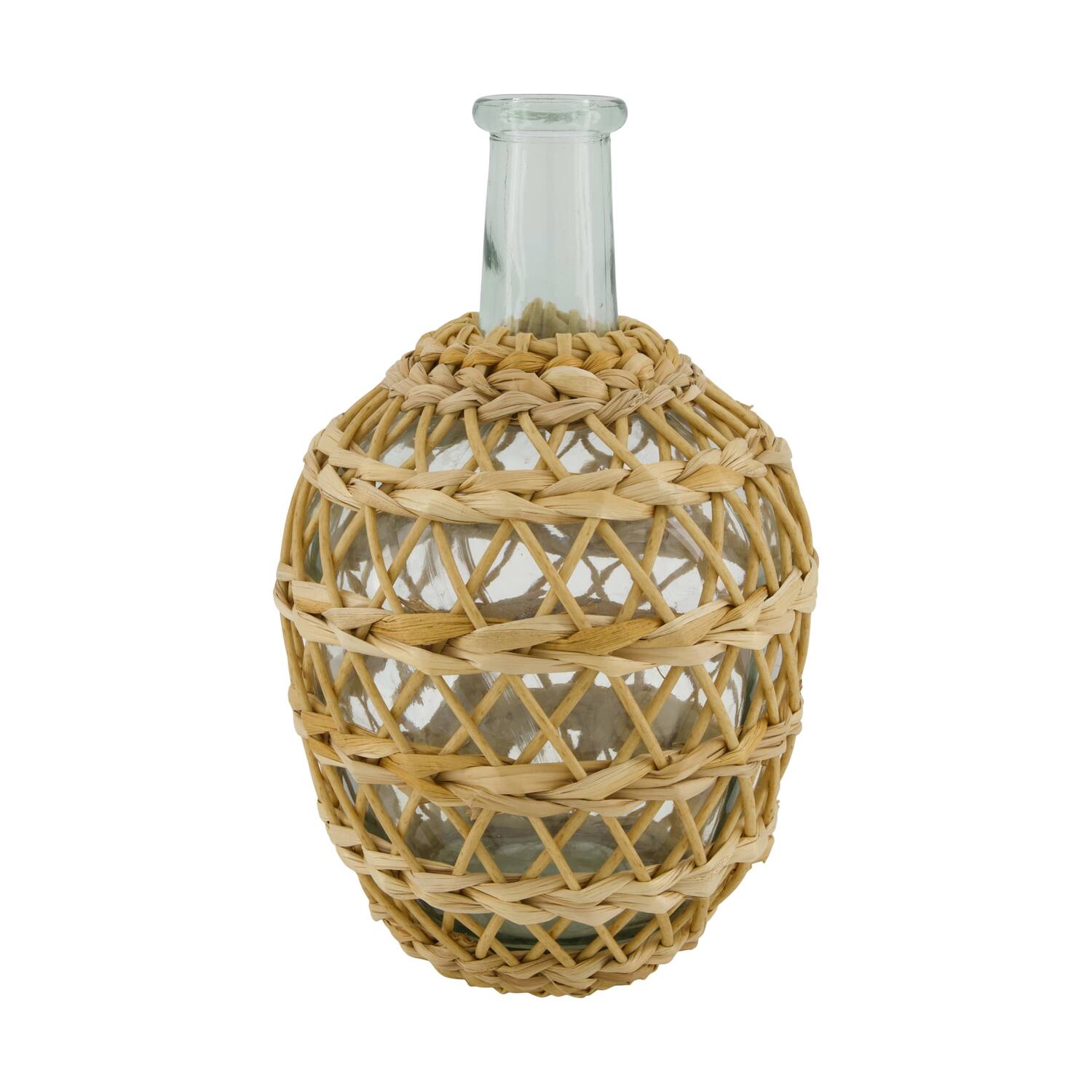 Bottle with willow frame glass 20.5x20.5x31.5cm - Natural