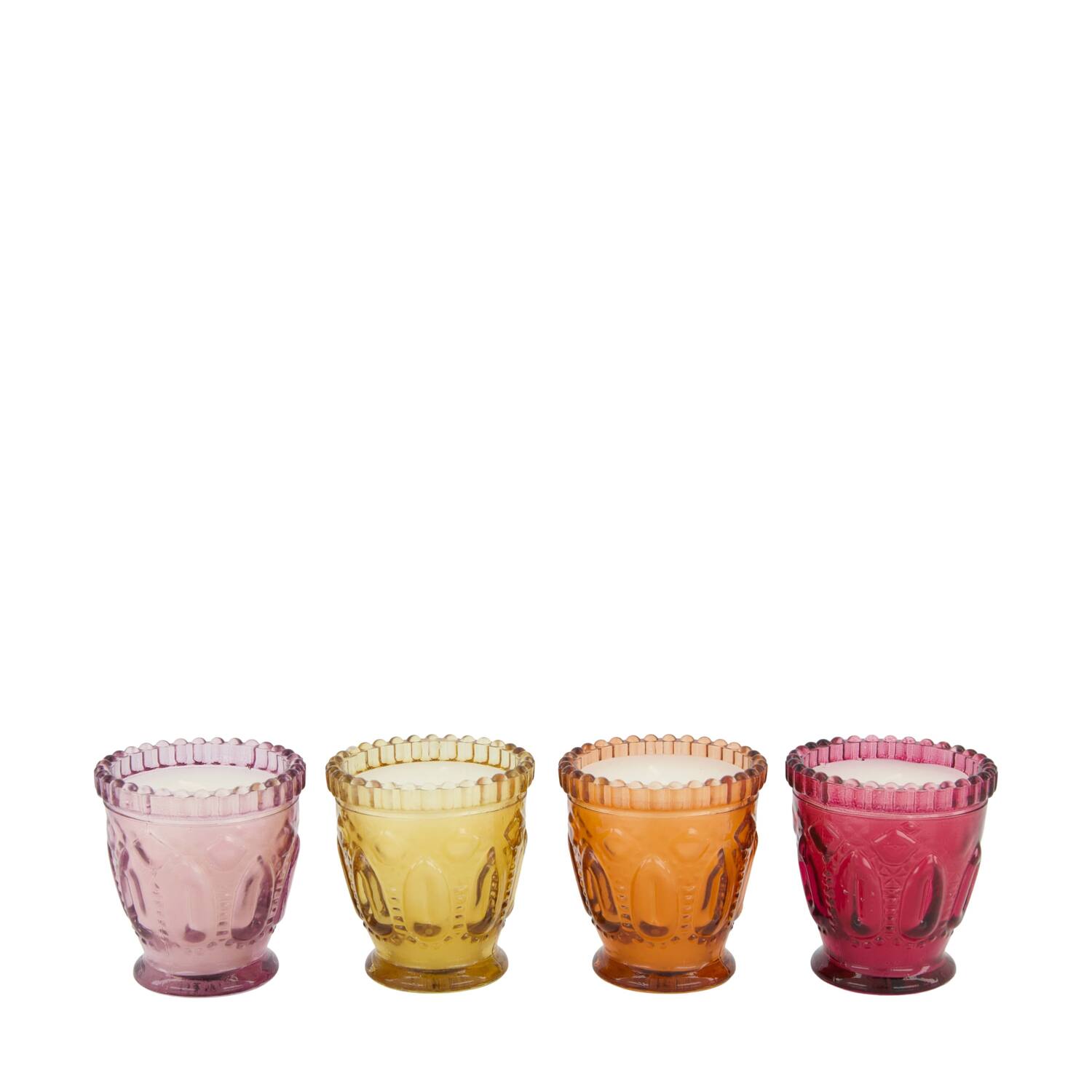 Candle citronella scent wax with glass 7x7x7.5cm C/4