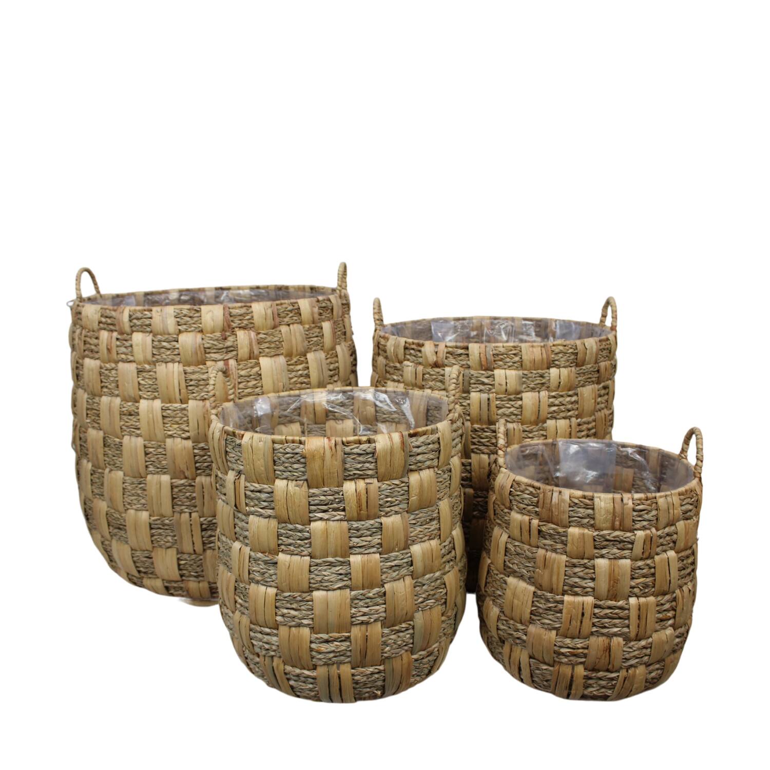 Basket seagrass with plastic 55x55x58cm  - Natural
