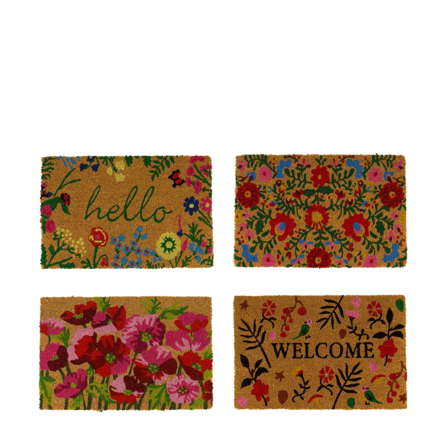 Mixed doormat coco flowers on pallet 58x38x1.5cm