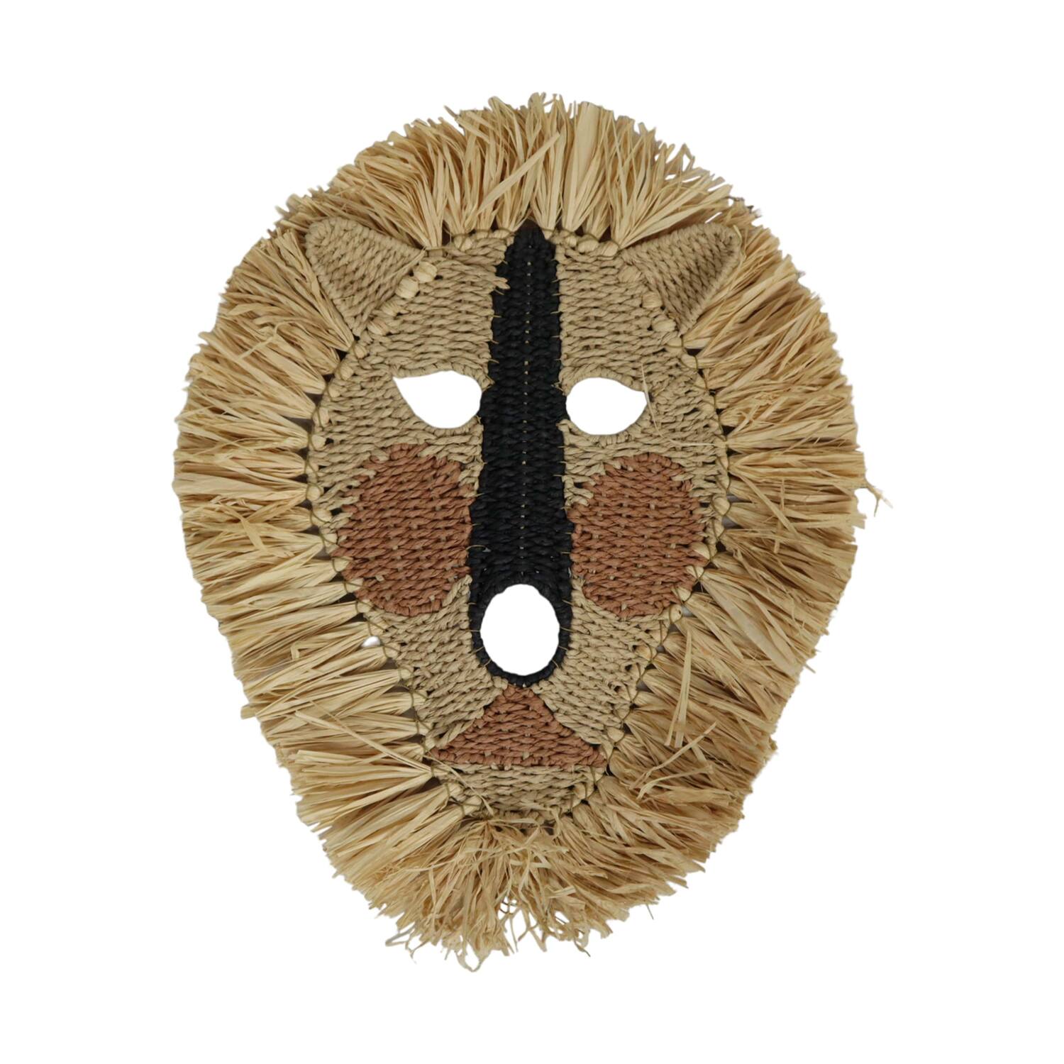 Wall art lion seagrass 49x57x5.5cm - Multi
