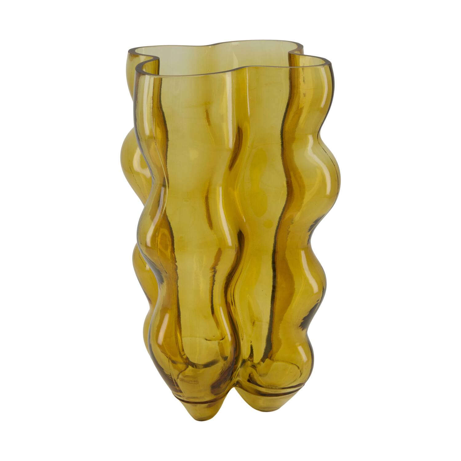 Vase glass 16x16x30.5cm - Yellow