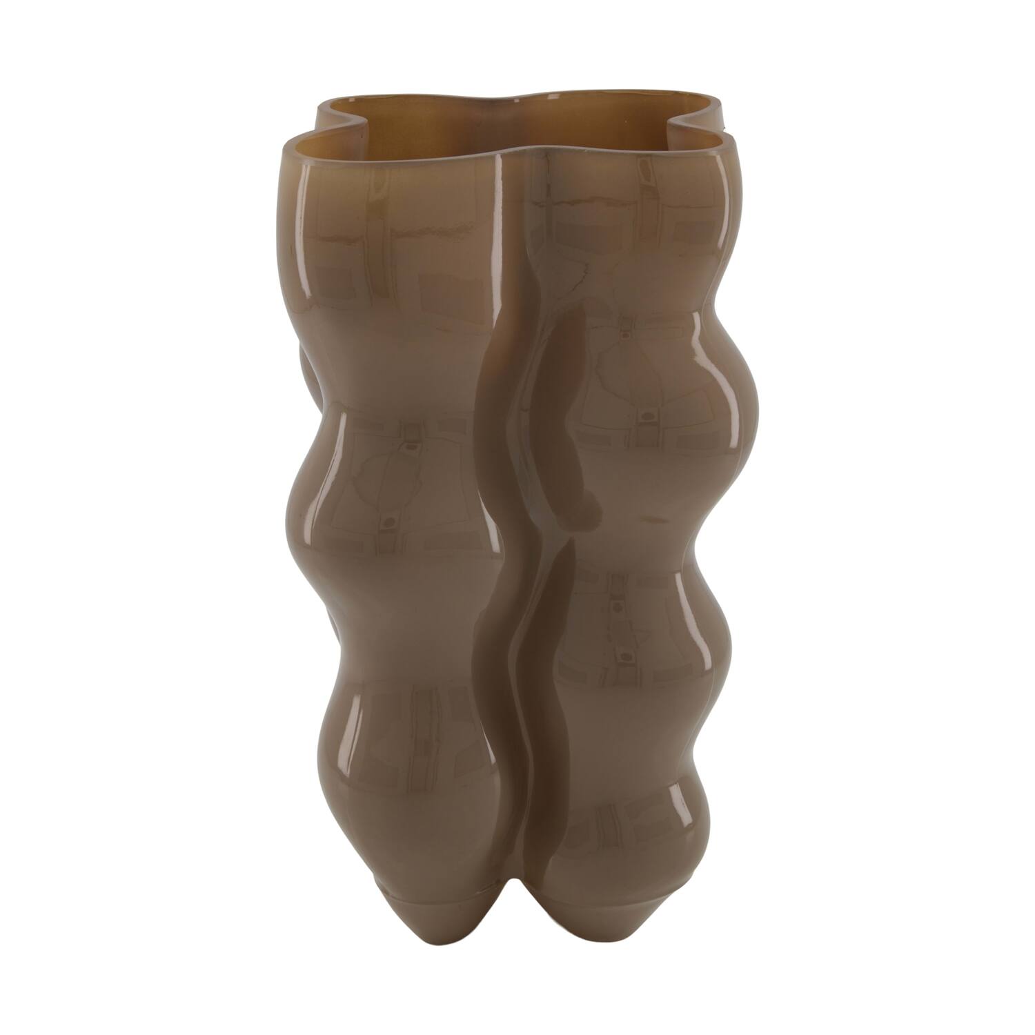 Vase glass 16x16x30.5cm - Cream