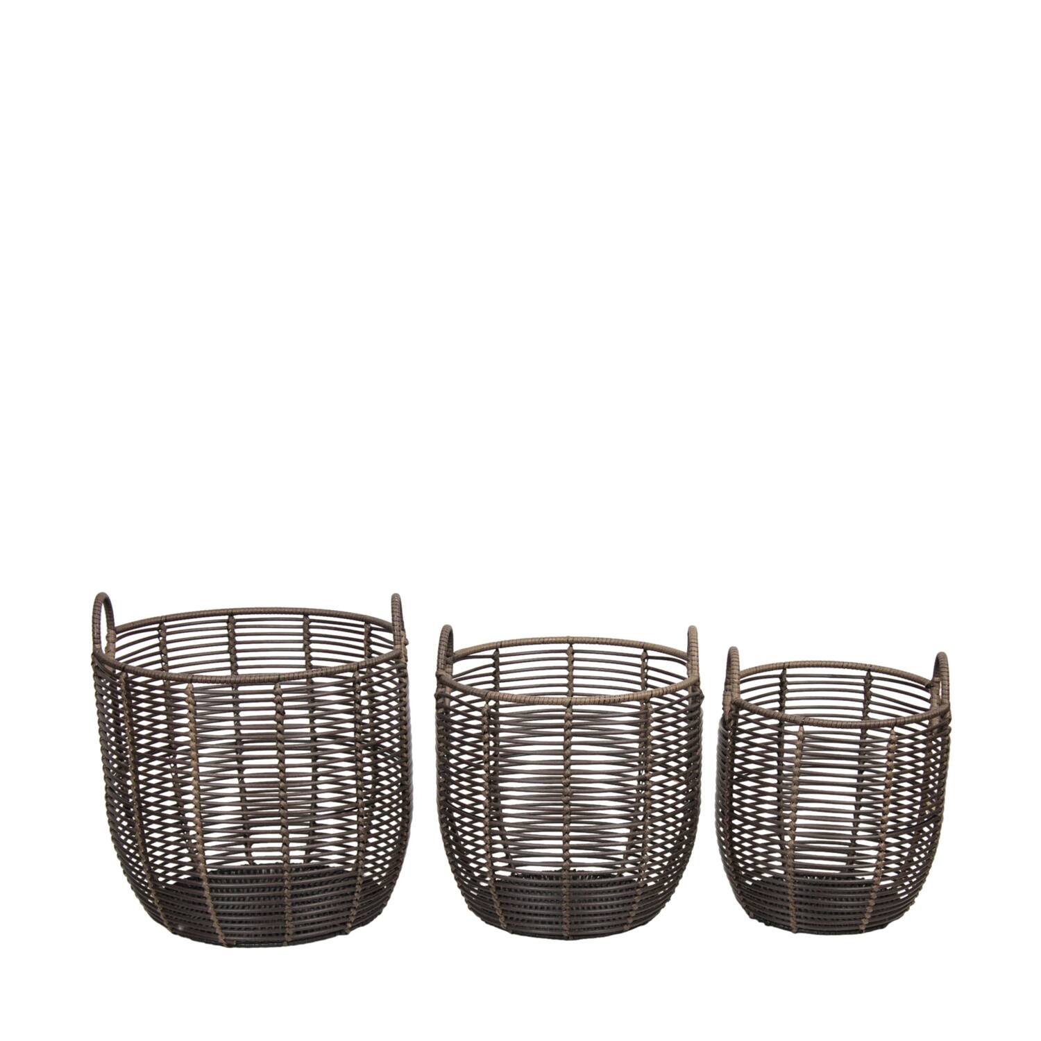 Basket round pp wire nature 38x38x35cm S/3