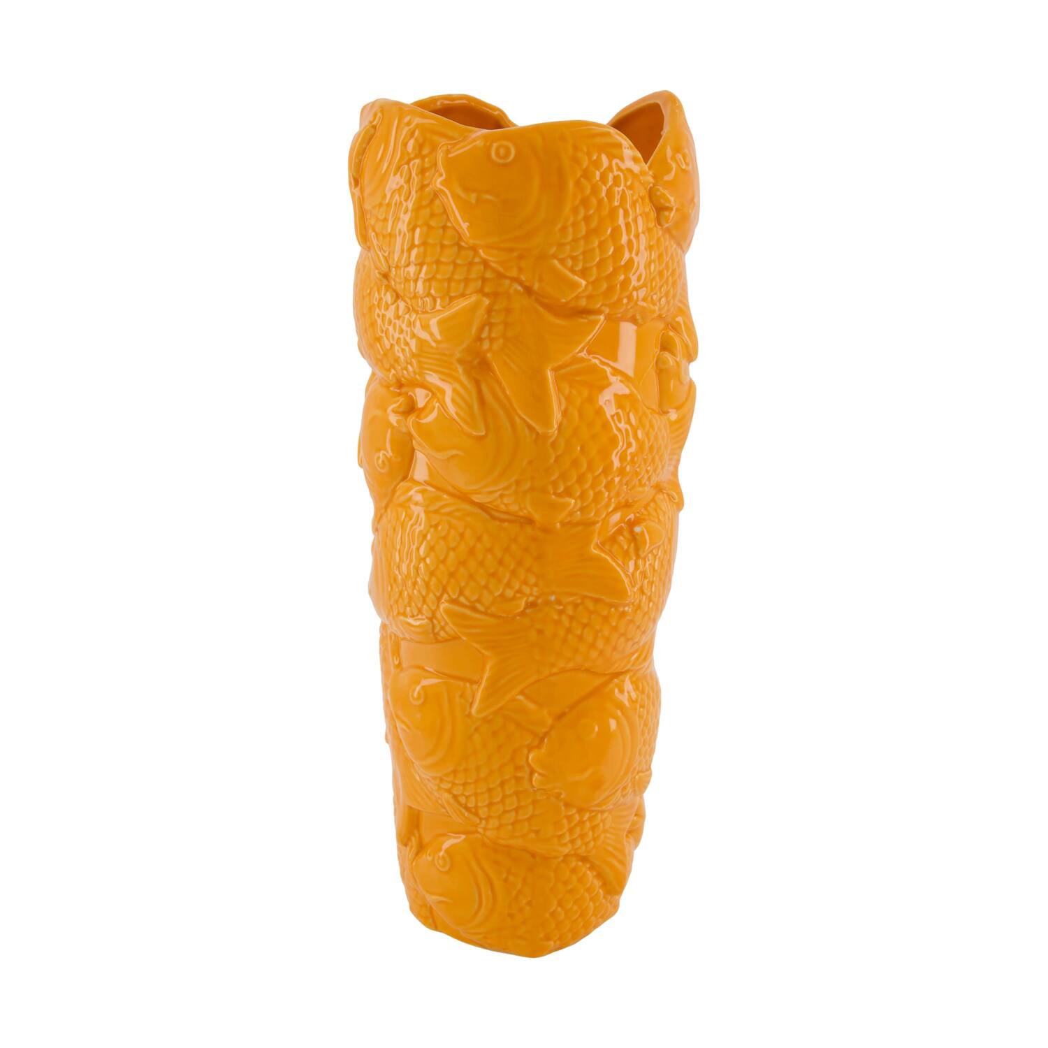 Vase fish porcelain 14.5x13.5x37cm - Orange