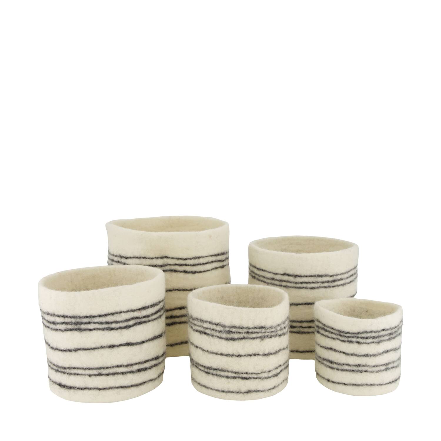 Basket round wool 19x19x19cm  - White